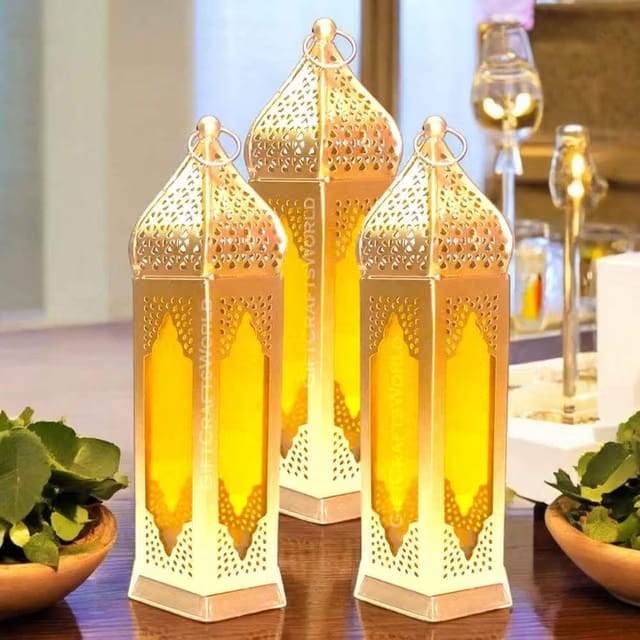 Large Decorative Moroccan Tealight Lantern Indoor/Outdoor Hanging T-Light Candle Holder with Glass Perfect Home Decor &
