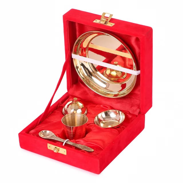 Pure Brass Pooja Bhog Thali Set Small