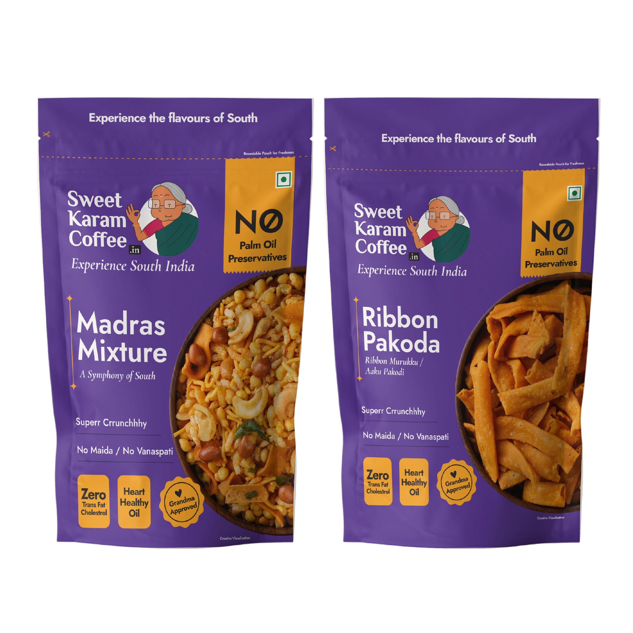 Sweet Karam Coffee’s South Indian Crunchy Combo Pack - Ribbon Pakoda & Special Madras Mixture