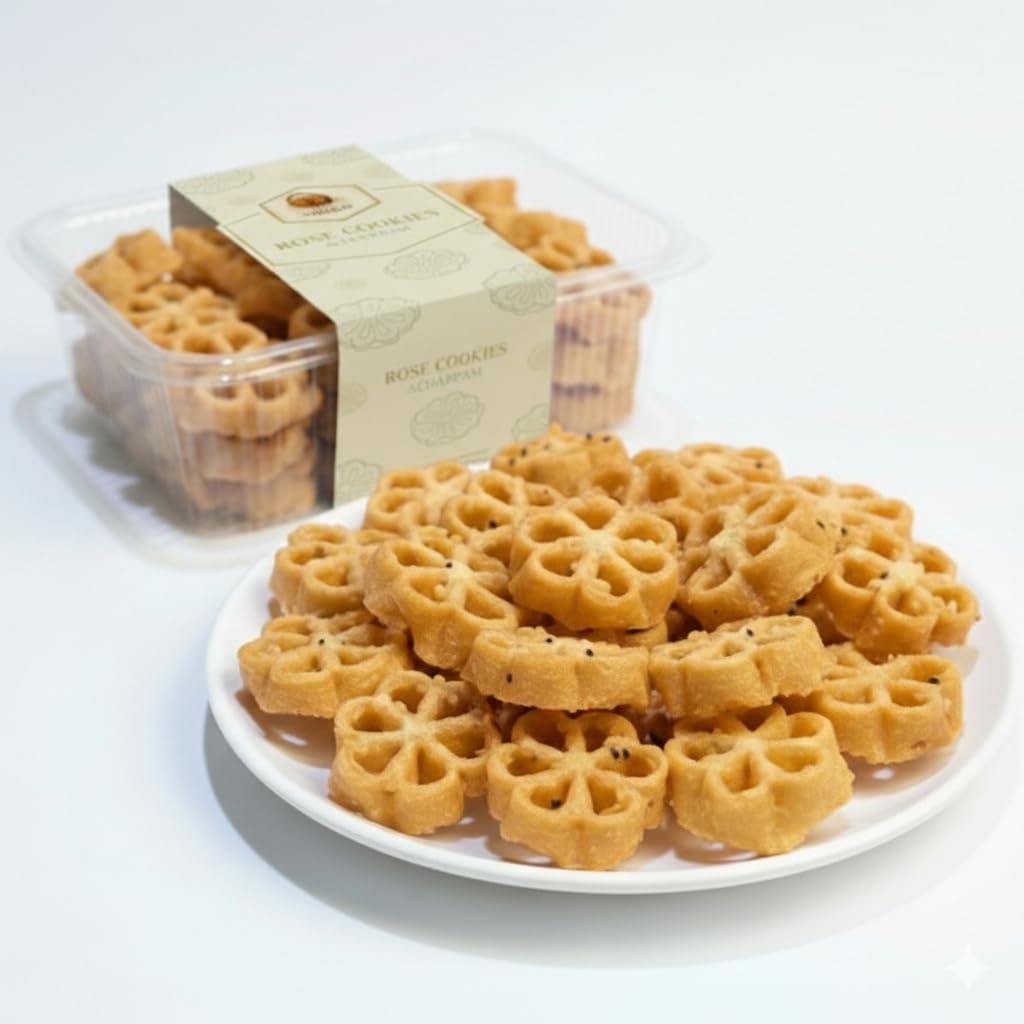 CM Sweets Rose Cookies Small Size 250g (Achappam, Achu Murukku, Chakri, Namkeen) Authentic Kerala