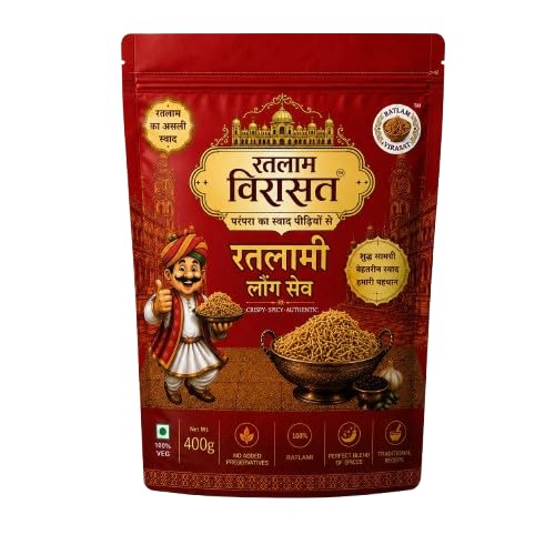 100% Ratlami Sev Namkeen Crunchy Spicy Besan Sev with Ajwain Hing Selected Masala