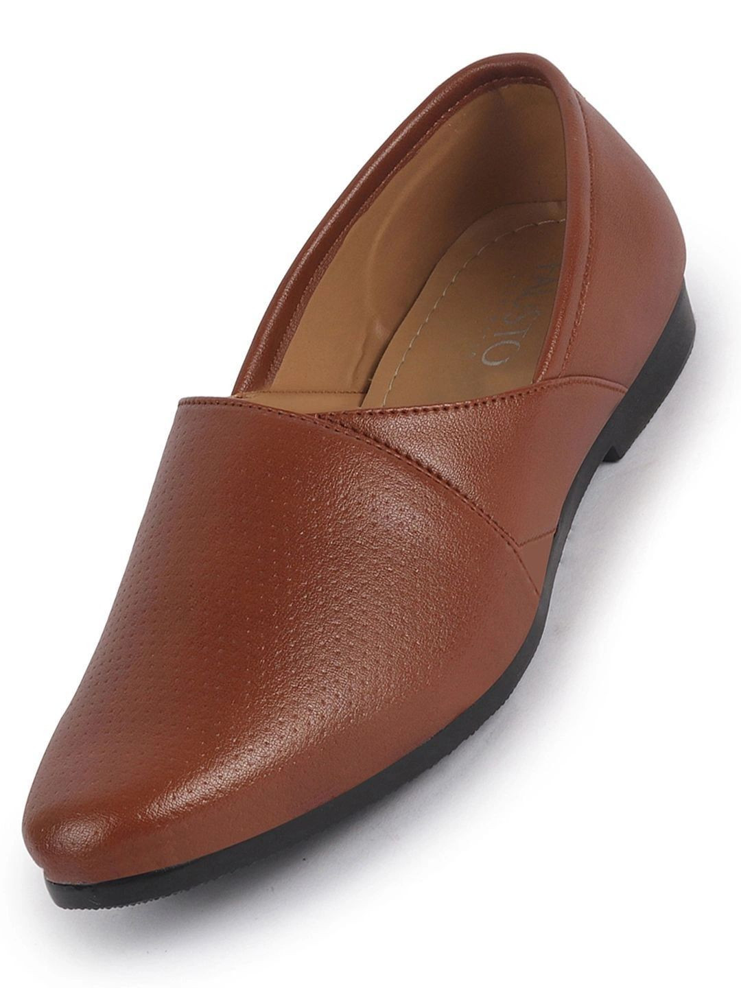 FAUSTO Men Ethnic Wedding Traditional Textured Slip On Juttis and Mojaris