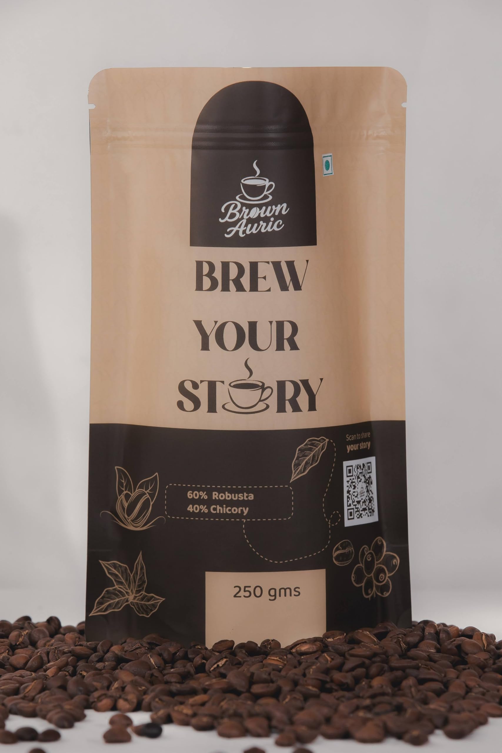 Brown Auric 60% Robusta 40% Chicory Medium Roast Ground Coorg Origin Coffee