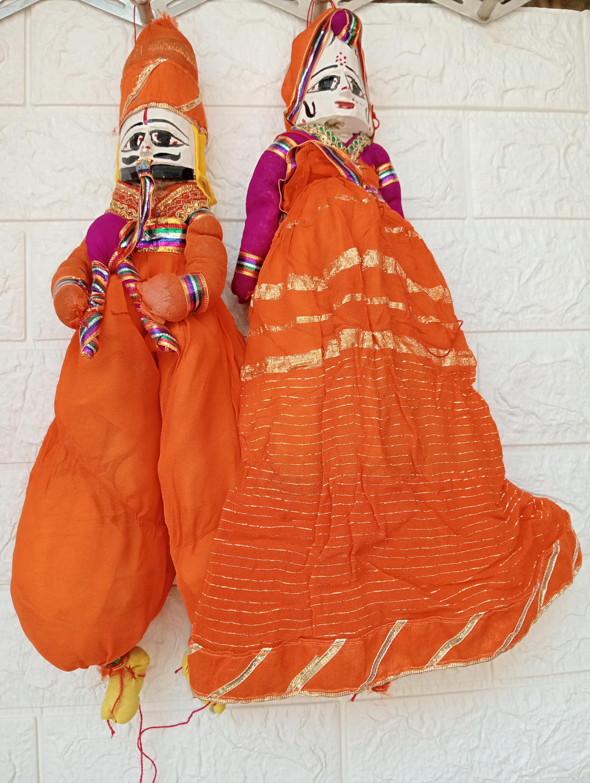 Nutts Traditional Rajasthani Colorful Wooden Face String, Wood Folk Puppets aka Kathputli aka Rajasthani Dolls Art