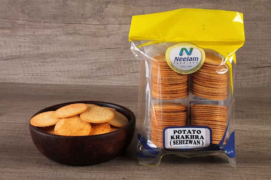 Neelam Foodland Potato Khakhra Schezwan Mini, Perfect Snack Food Chips at Home/Travel/Picnic