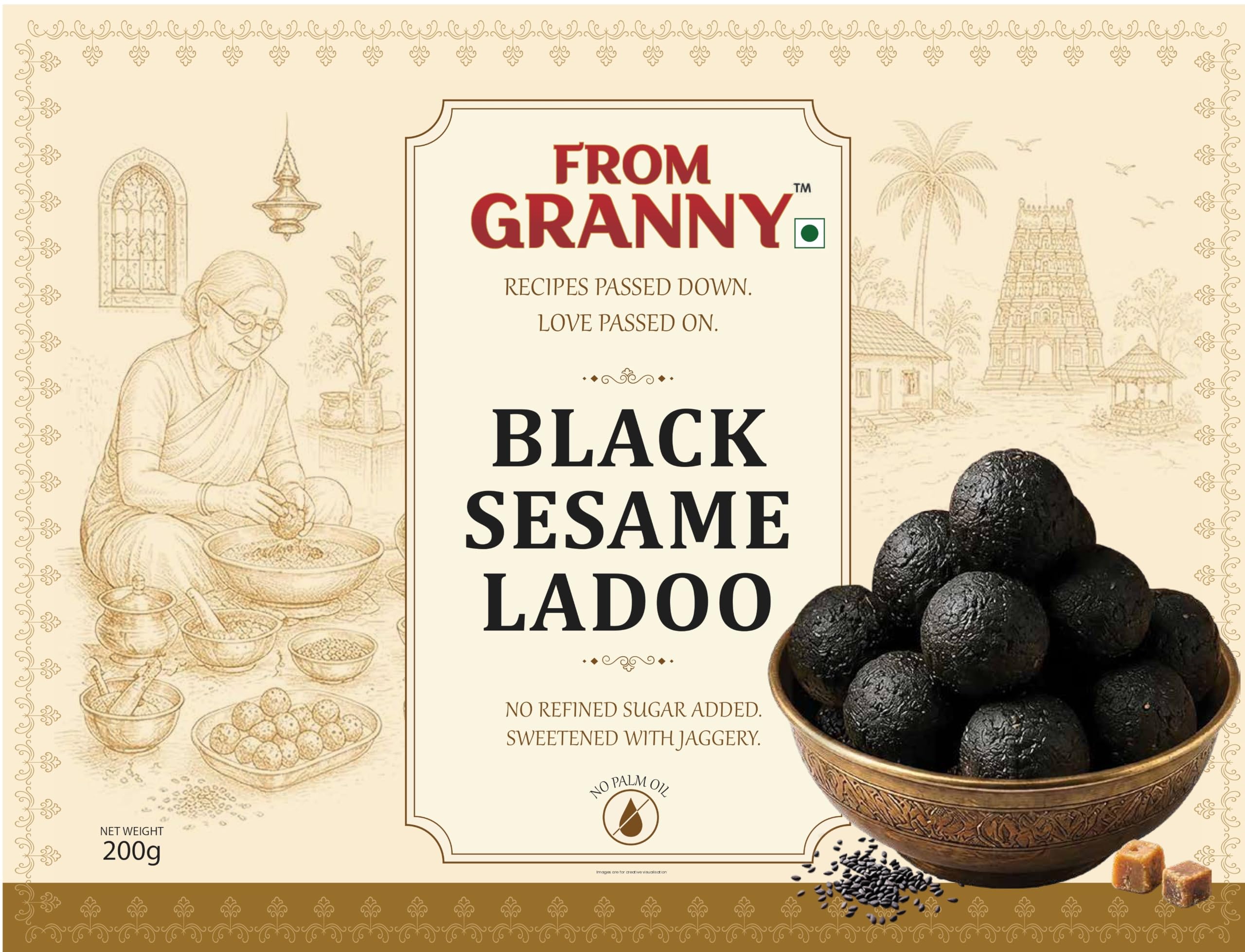 From Granny — Black Sesame Laddu with Cow Ghee & Jaggery