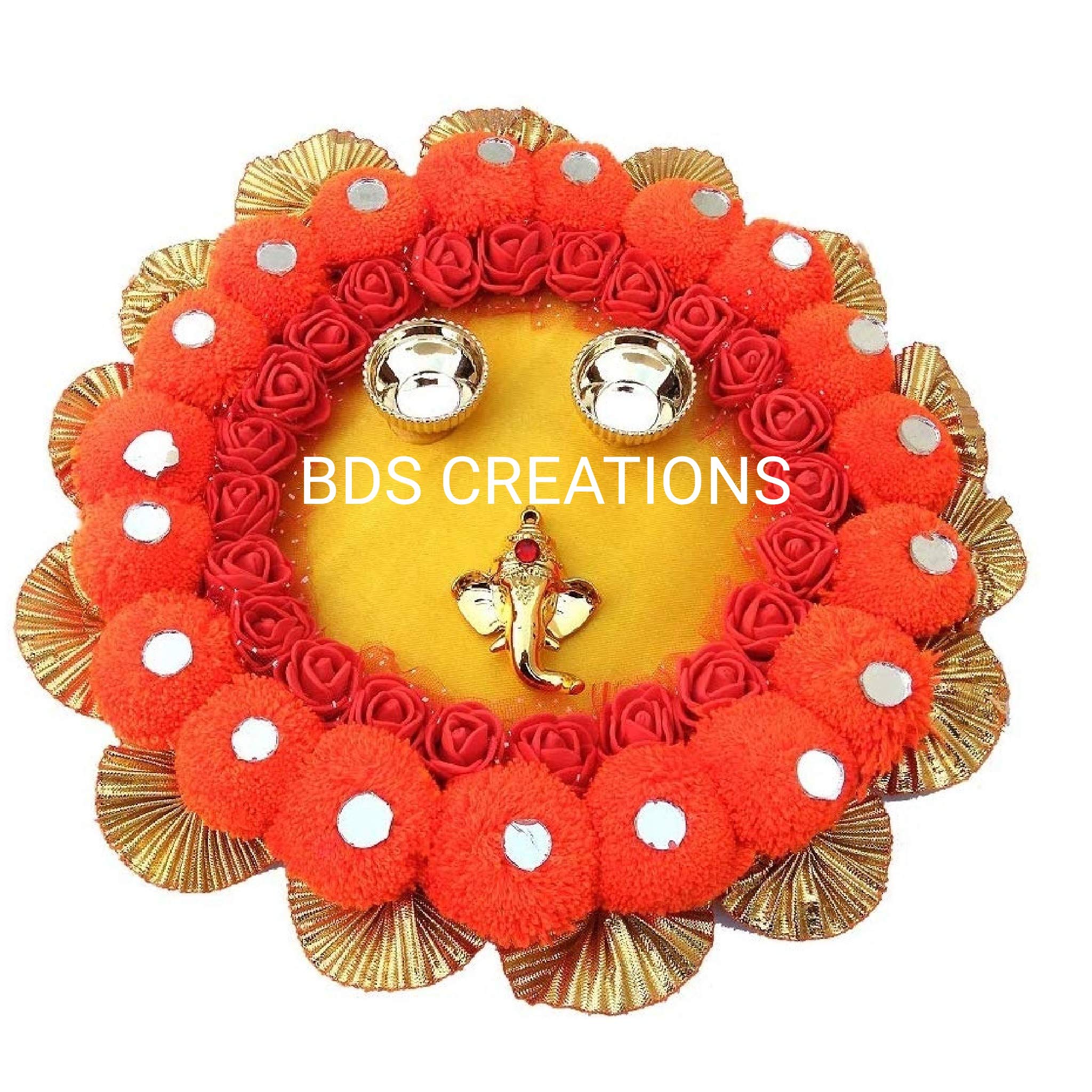 005 Designer Acrylic Decorated Diya BHAIDOOJ, Engagement Festive Diwali Pooja (24CM) Platter/Floating Plate/THALI