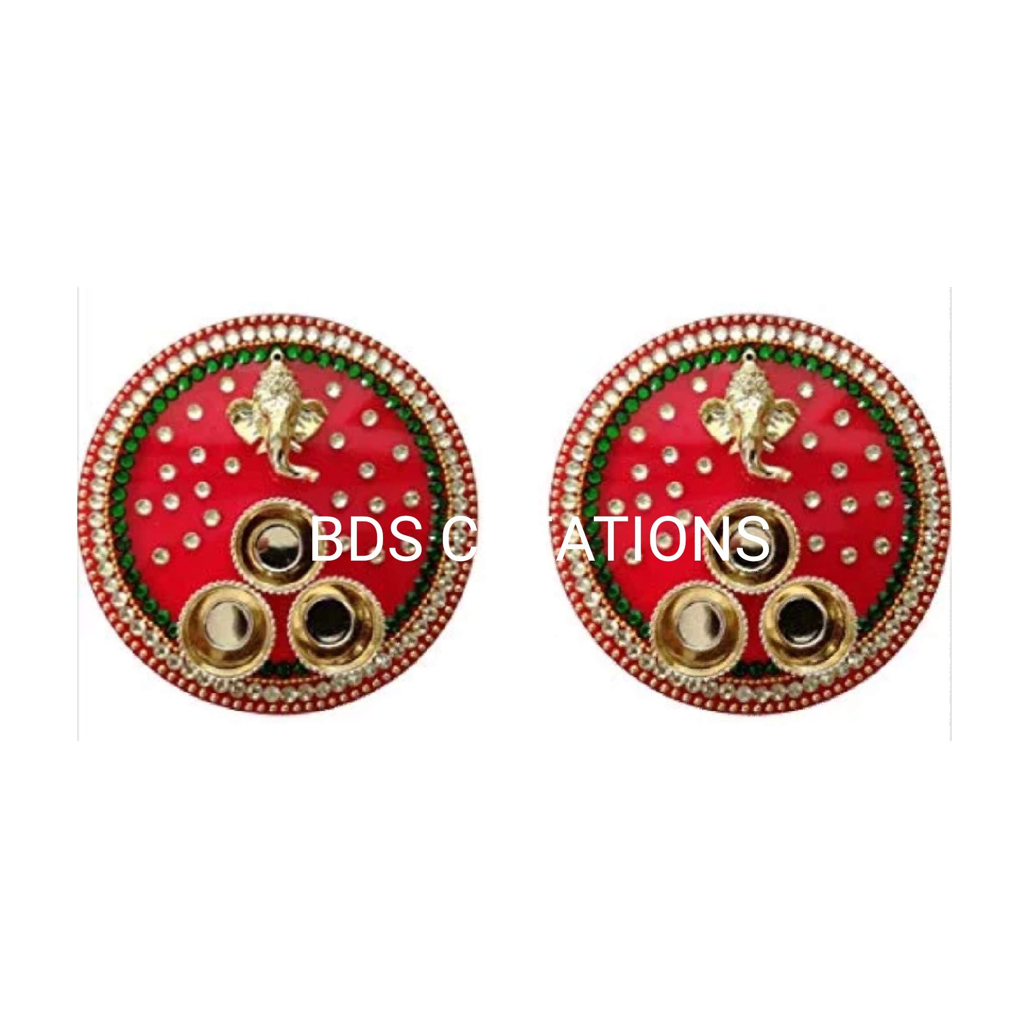 024 Red Designer Decorated Diya BHAIDOOJ, Engagement (15CM) Platter, Festive Diwali Pooja Floating Plate/THALI Pack of