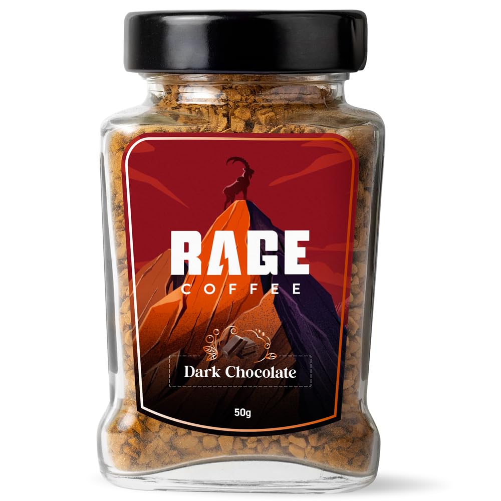 Rage Coffee Dark Chocolate Instant coffee - Premium Arabica Instant Coffee (Make Delicious Hot/Cold Coffee)