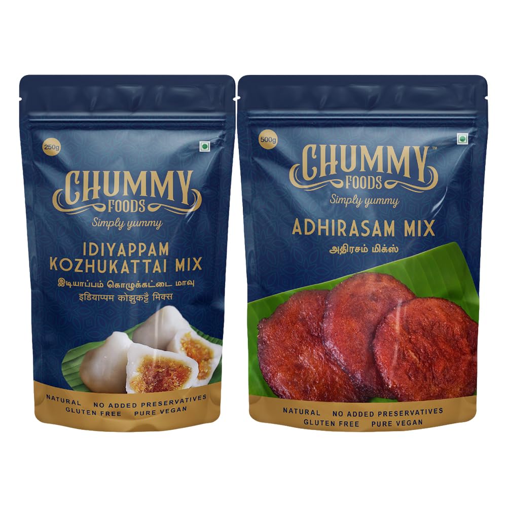 CHUMMY FOODS Idiyappam & Kozhukattai Mix + Adhirasam Mix Combo – Traditional South Indian Meal & Snack Combo – Quick and