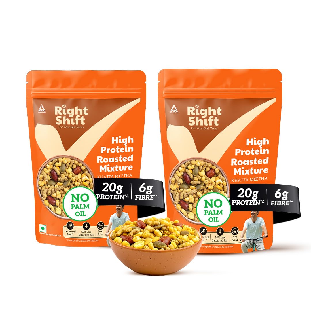 Right Shift High Protein Roasted Mixture - Khatta Meetha Pack of 2 |20g Protein, 6g Fibre