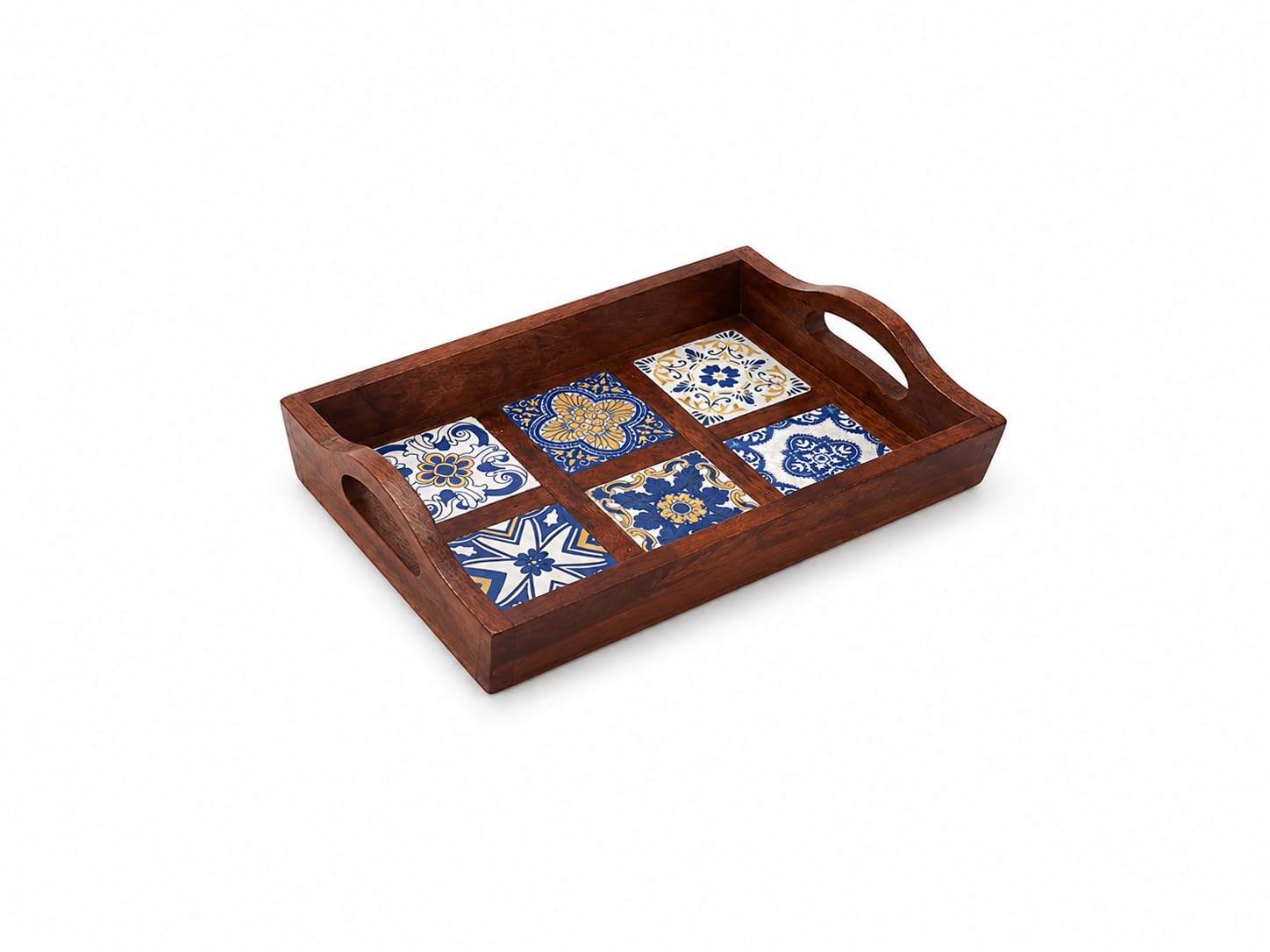 AmazingGrace Small 12 x 8 Inch Wooden Serving Tray with Handles