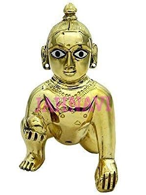 Jahnavi Laddu Gopal Brass Idol for Home Temple, Small Height 2.5 inch (Size 1)