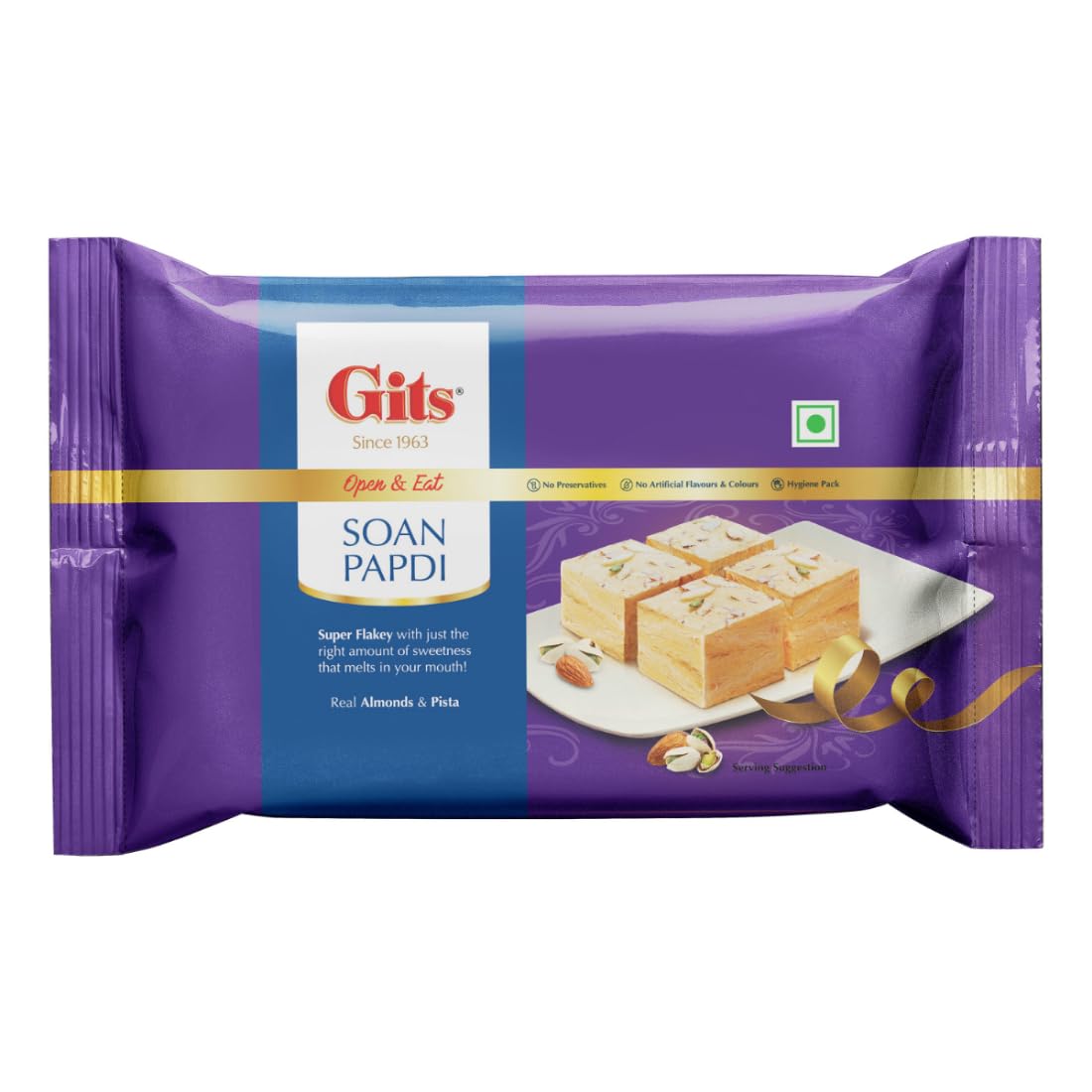 Gits Soan Papdi, Ready to Eat Indian Dessert, Pure Veg