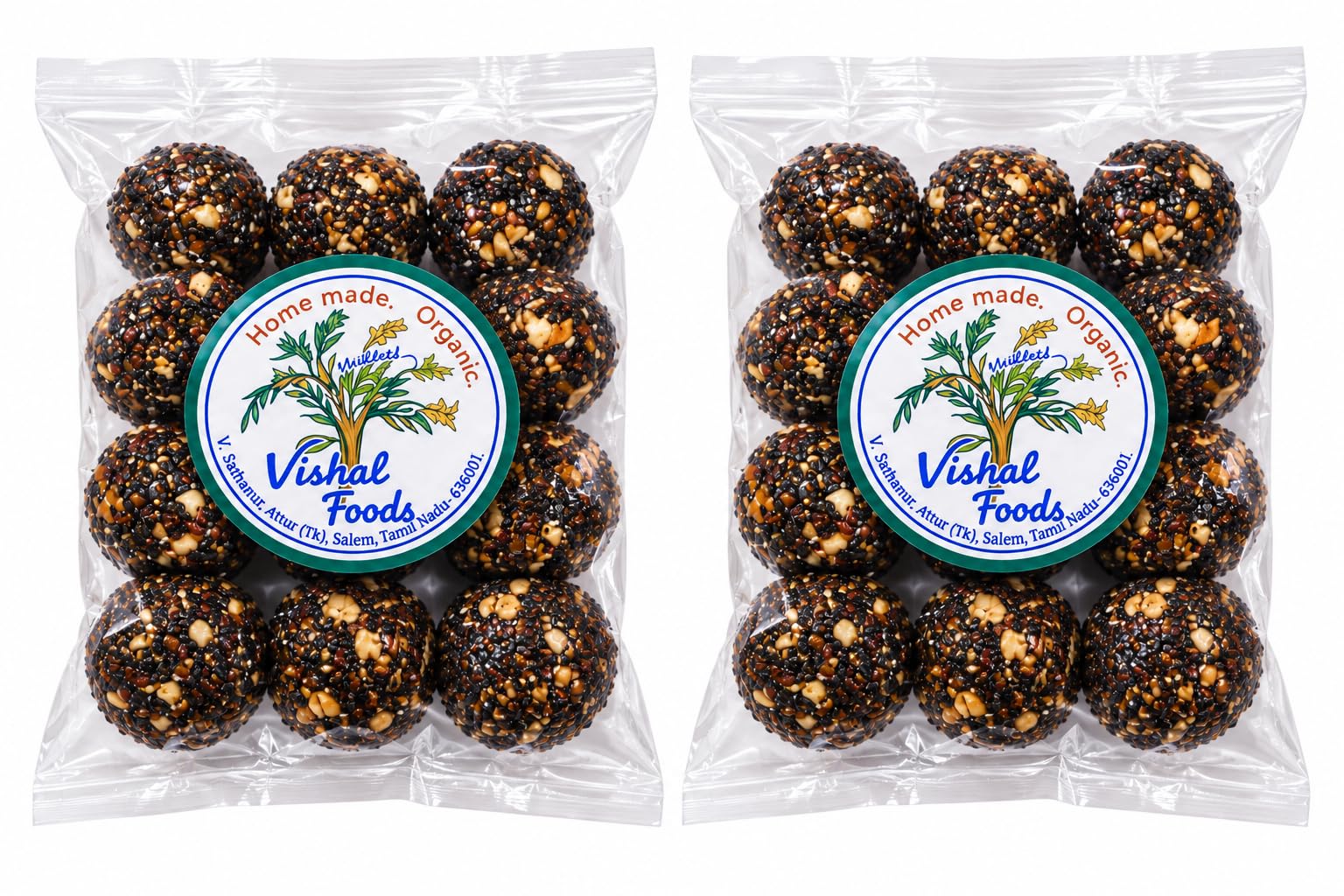 Vishal Foods Black Ellu Urundai Laddu 12 Pieces Pack of 2 Traditional Black Sesame Seed Laddu Ellu Urundai Sweet South