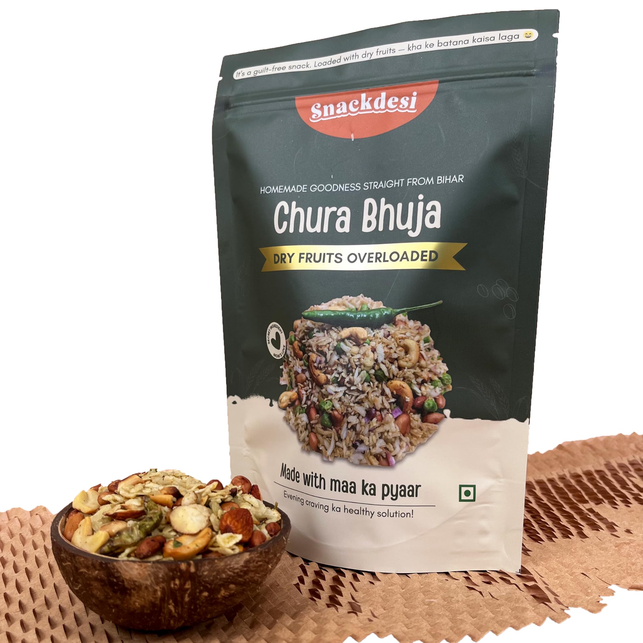 Snackdesi Namkeen Snacks – Roasted Chura Bhuja – Overloaded with Dry Fruits