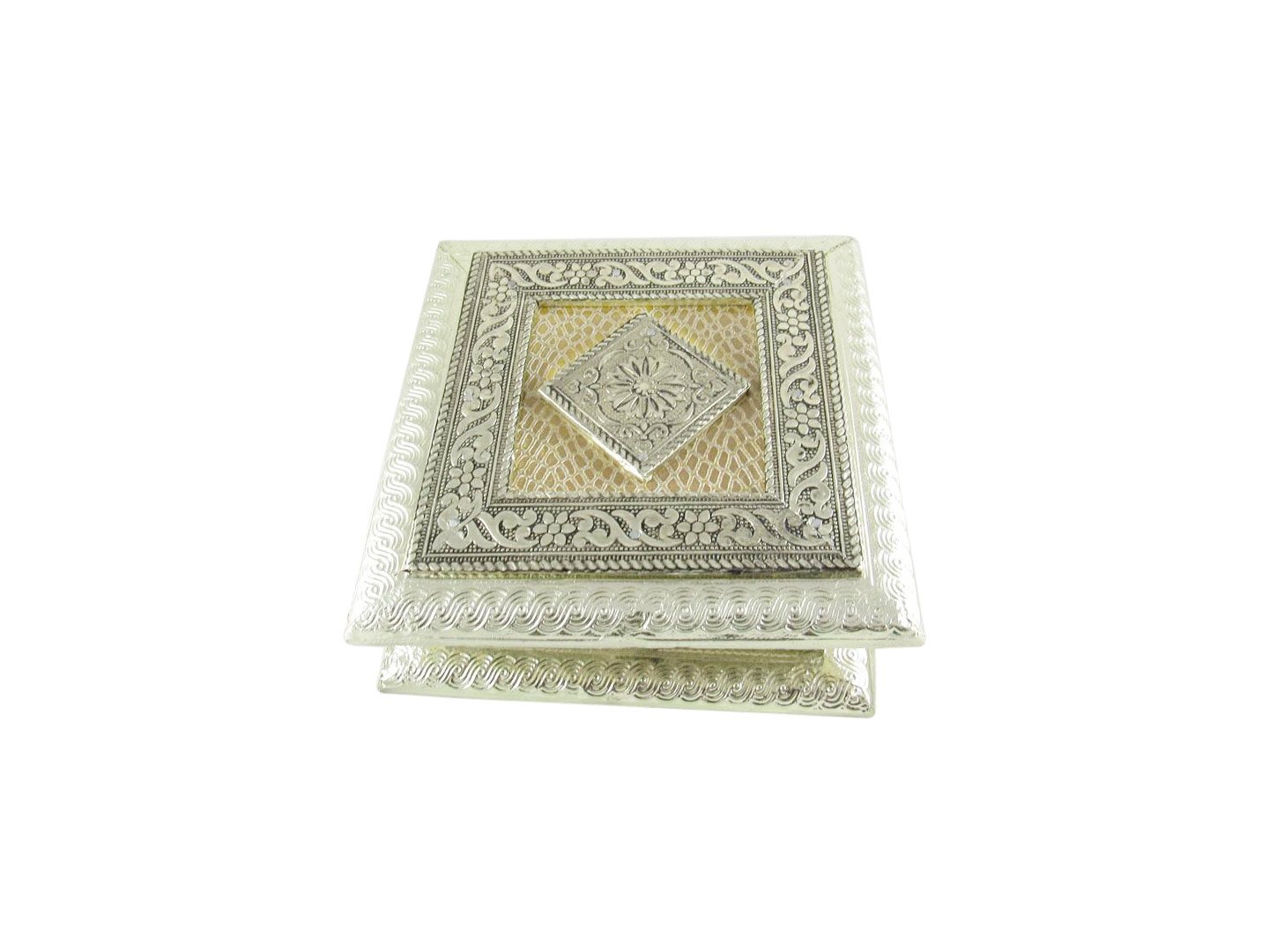 GoldGiftIdeas Oxidized Handmade Wooden Dry Fruits Box for Gift/Mukhvas Box/Festive Decor/Decorative Box for