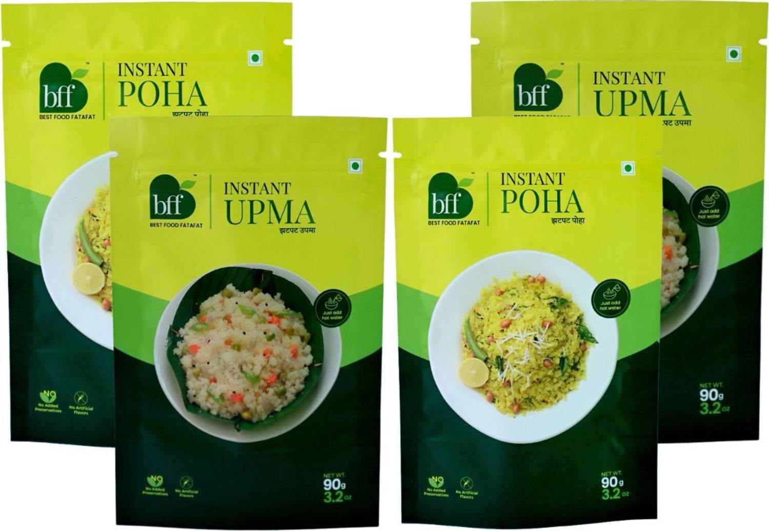 Bff Poha Upma Instant Mix 90g x 4 Ready in 10 Minutes Tasty & Healthy Breakfast