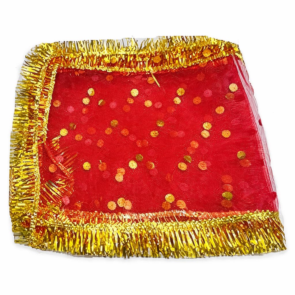 Navratri Special Net Fabric Devi MATA ki chunari/chunri Durga chunari For Navratri/Diwali/Kanya Pujan Red Color sm2