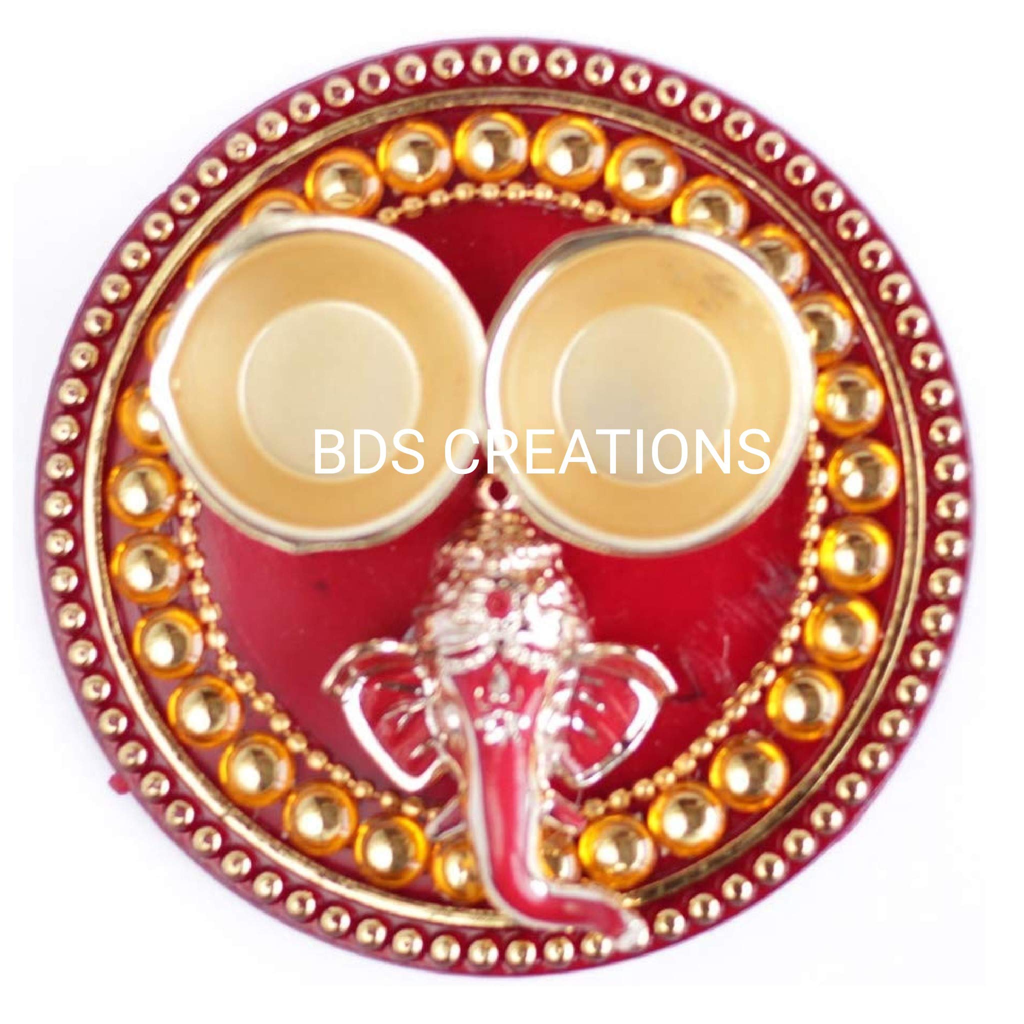 019 Red Designer Decorated Diya BHAIDOOJ, Engagement Platter, Festive Diwali Pooja Floating Plate/THALI Pack of