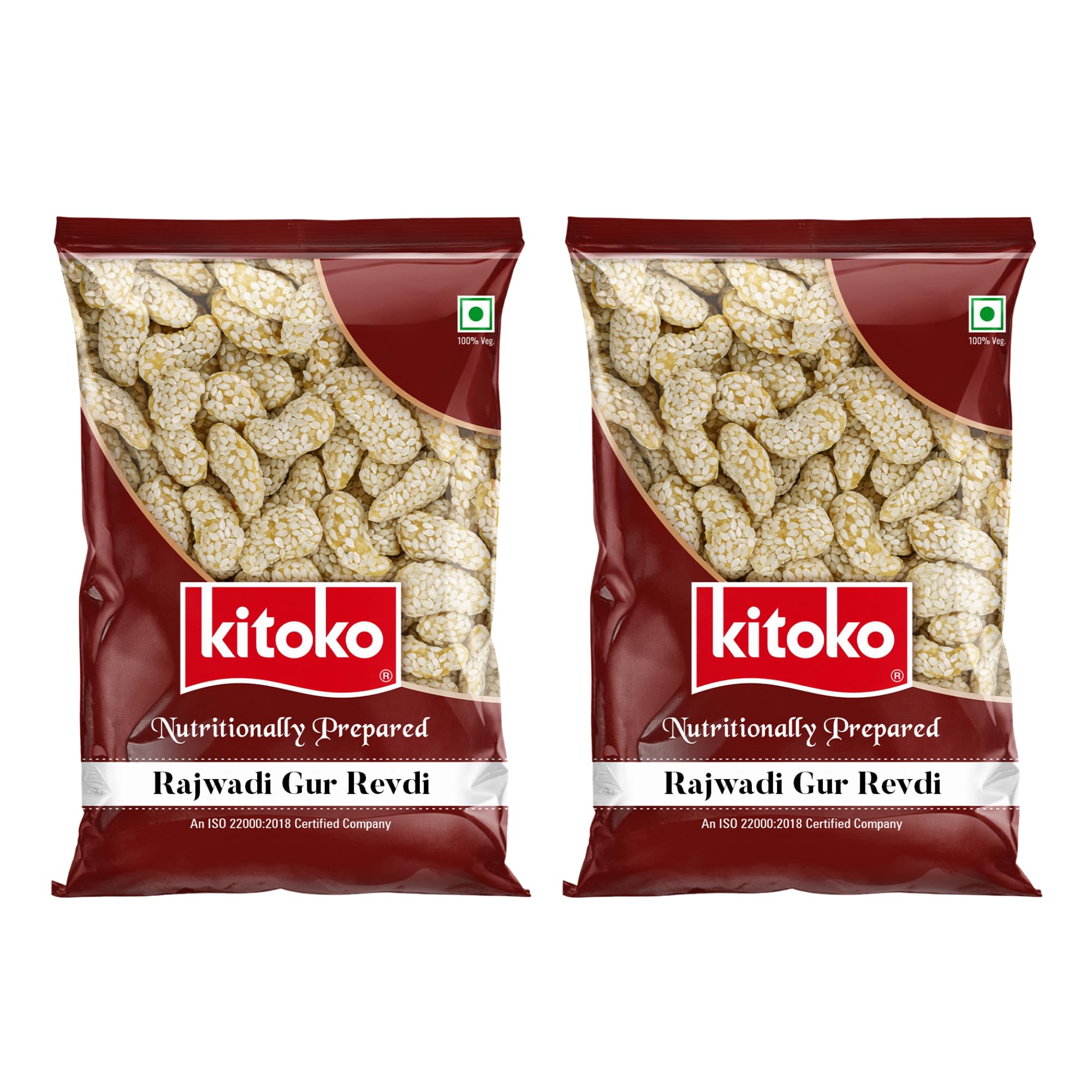 Kitoko Rajwadi Revdi 200gm Pack of 2, Fresh & Crunchy Gur Rewari