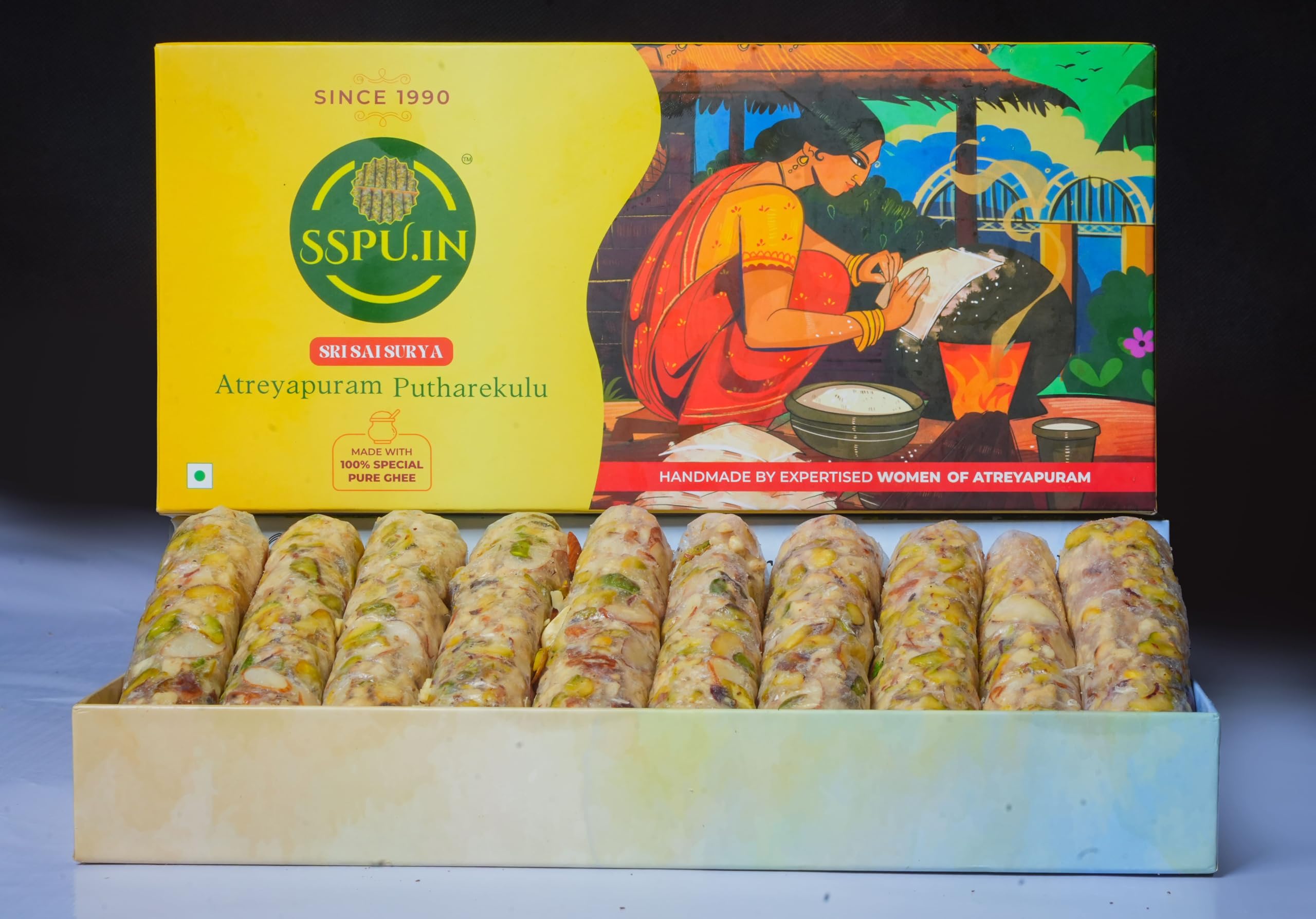 SSPU.in Atreyapuram Jaggery Dry Fruits Putharekulu (Pootharekulu)