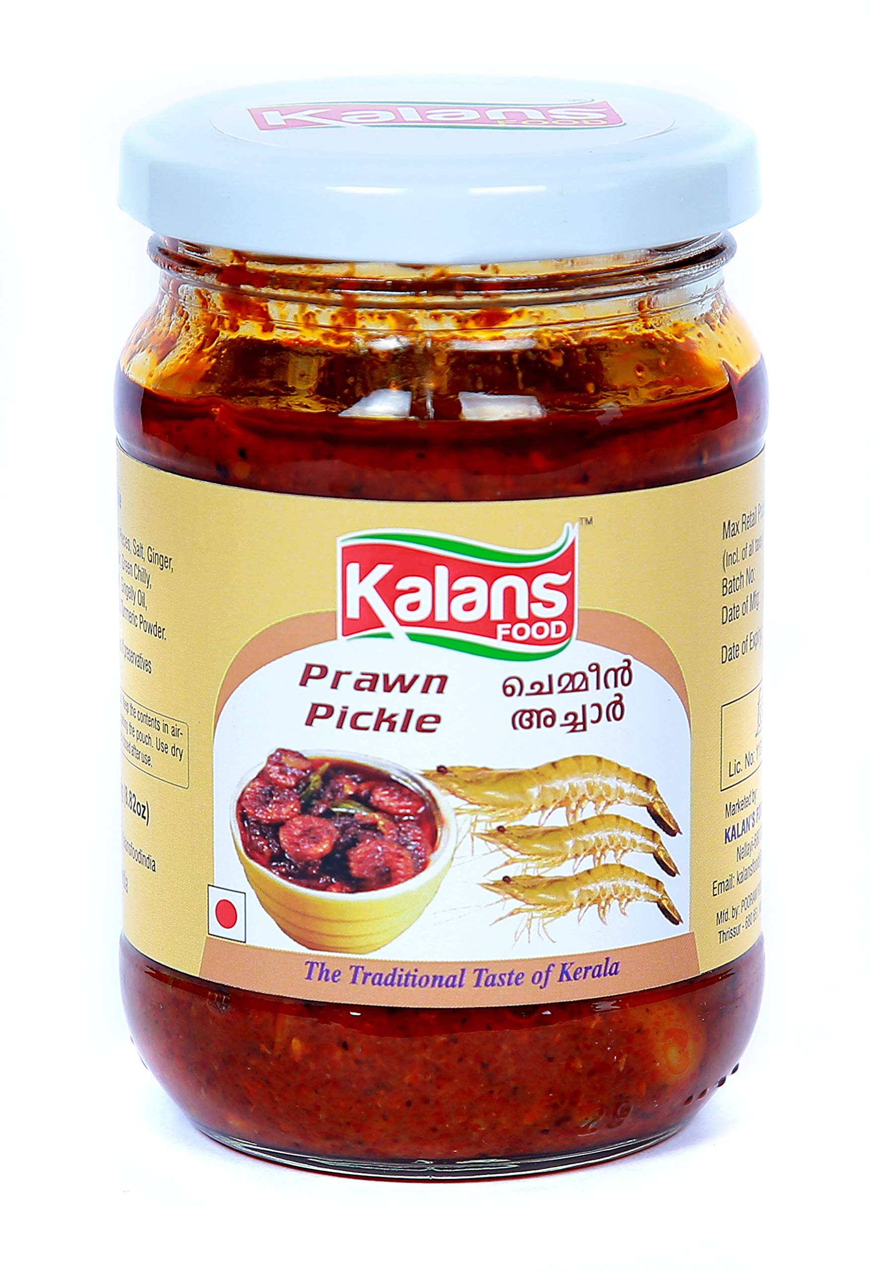 Kalans Prawn Pickle 250 gm Authentic Kerala Style Prawns Pickle/Hot and Spicy