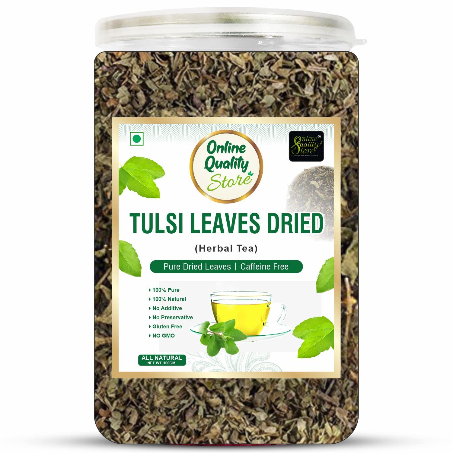 Online Quality Store Tulsi Tea 100g Dried Leaves Herbal Green Tea Helps with Stress and Anxiety