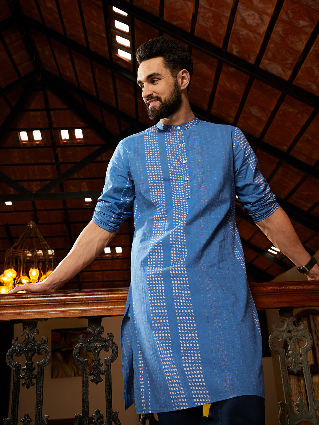 Anouk Men Bandhani Printed Cotton Kurta & Navratri Outfit