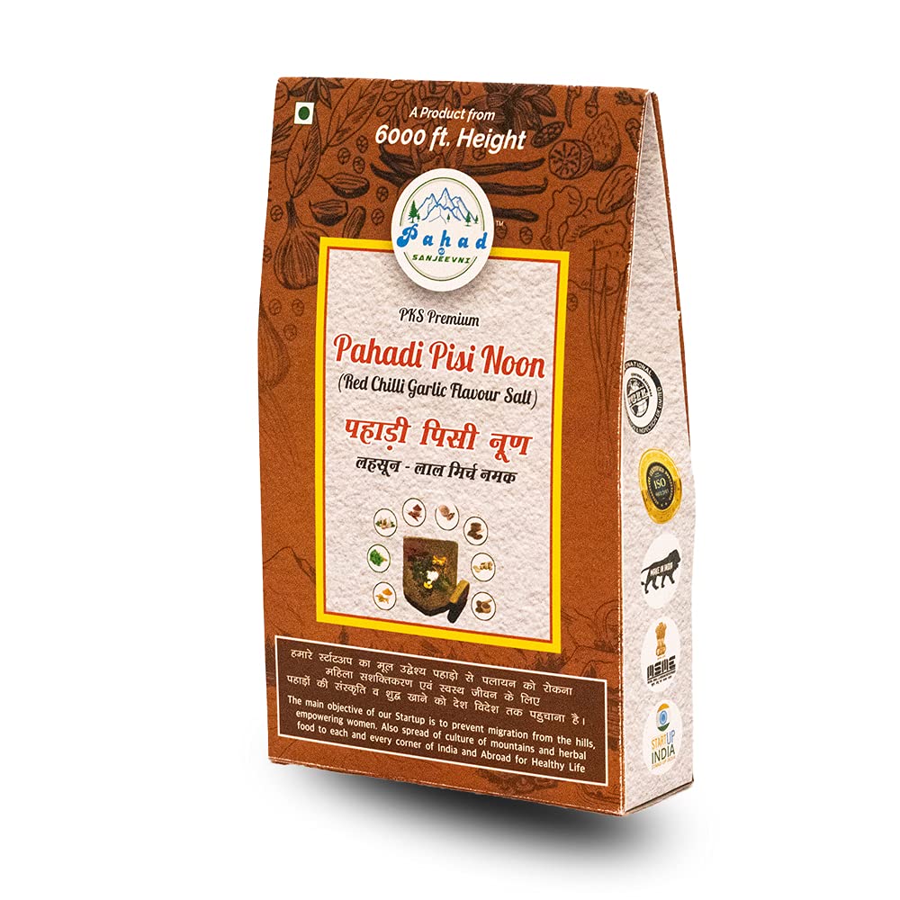 Pahad Ki Sanjeevni Pahadi Pisi Salt, Red Chilli Garlic Flavour Salt, Traditional Himalayan Seasoning for Fruits, Salads