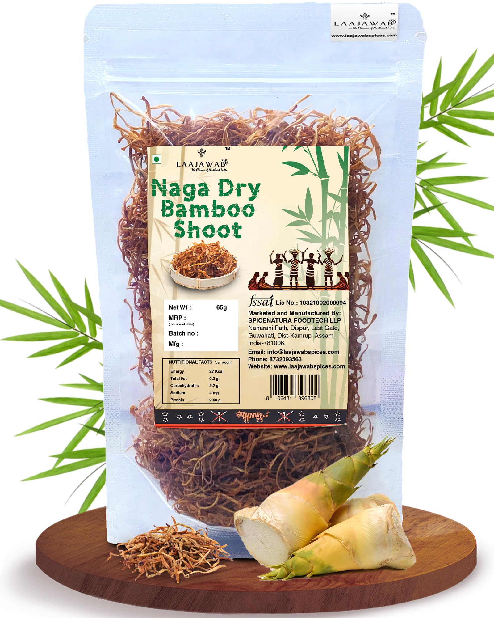 Laajawab Naga Dry Bamboo Shoot with Authentic Dried Bamboo Shoots from Nagaland; use in Pork