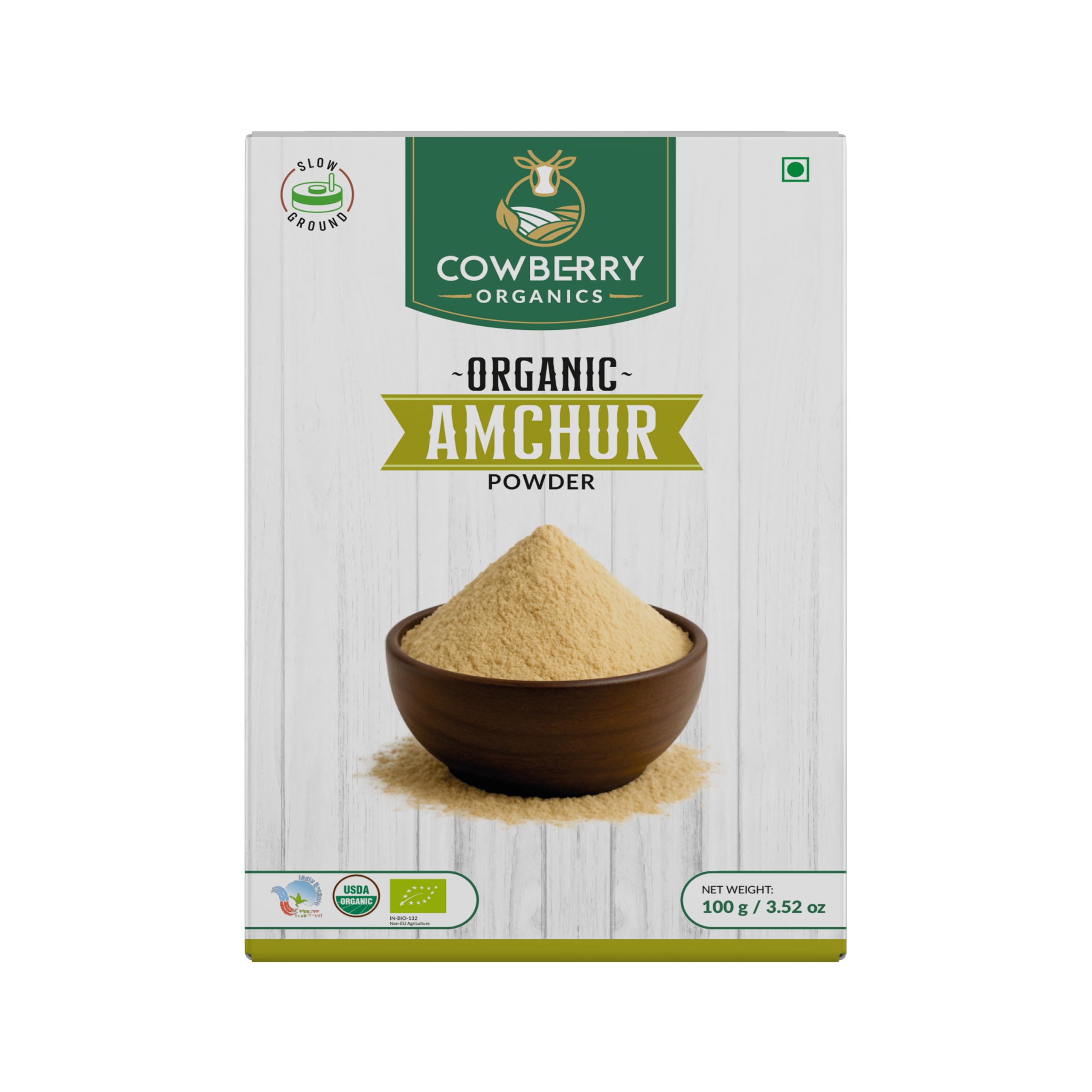 COWBERRY Organic Amchur Powder/Aamchur/Dry Mango Powder 100 g, Sun-Dried Slow-Ground
