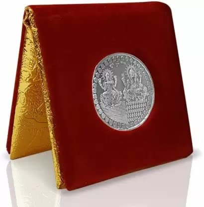 White Metal Coin of Laxmi Ganesh Ji 10 gm with Box for Giftiing Decorative Showpiece - 1 cm (Silver Plated, Silver)