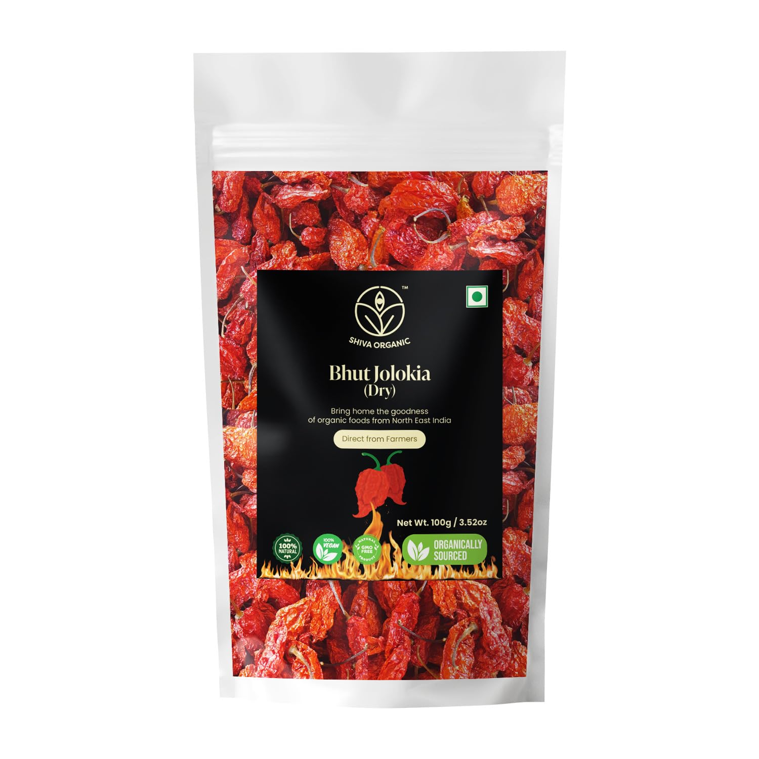 Shiva Organic Bhut Jolokia Chilli Whole