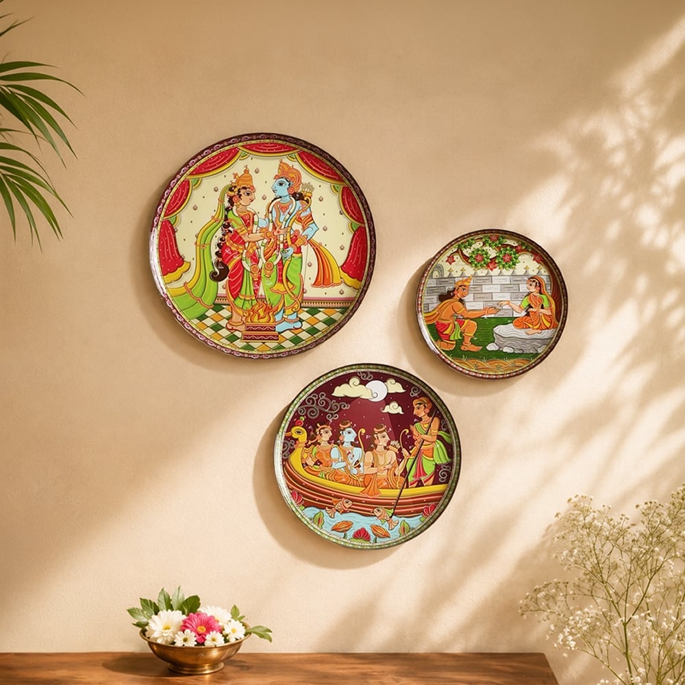 Ramayan Pattachitra Wall Plate Set (Multicolor) - Ritualistic