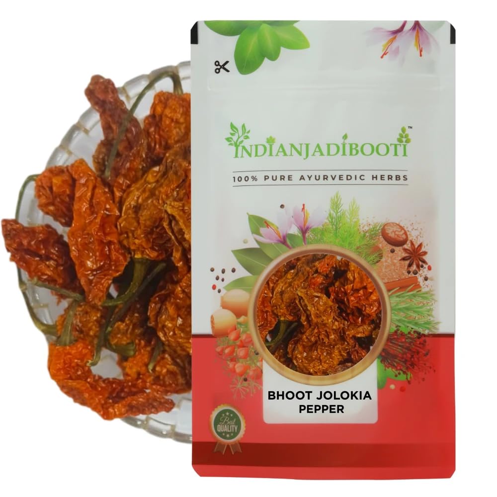 IndianJadiBooti Bhoot Jolokia 50g Ghost Pepper Naga Chilli – Extra Hot Spice for Cooking and Flavoring Indian Cuisine