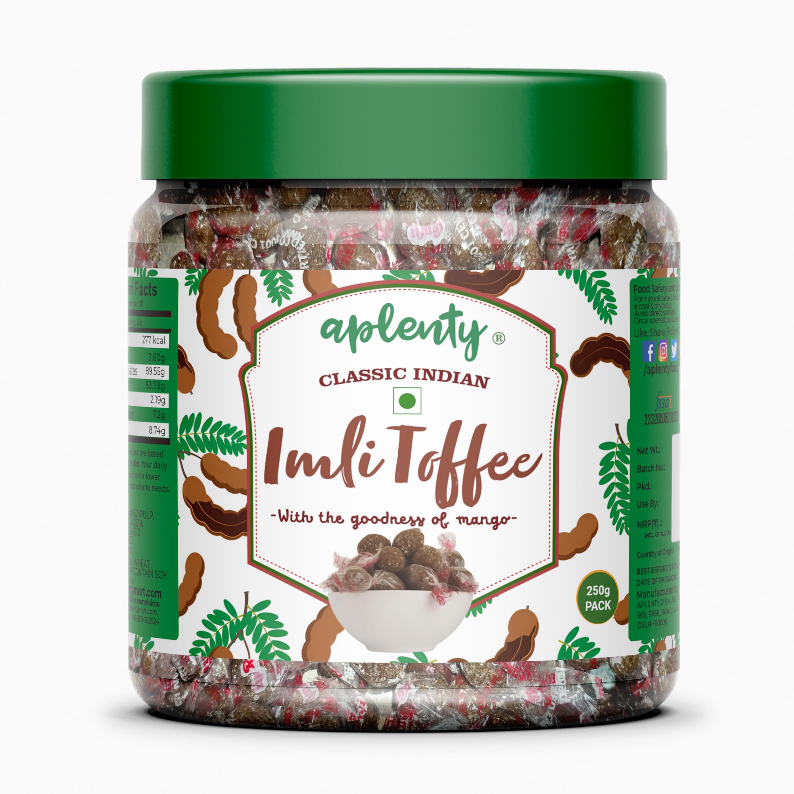 Aplenty's Ramji Manchali Imli Candy Toffee 800g - Soft Chewy Tangy Twist Sweet Tamarind Snack with Sugar Sprinkled