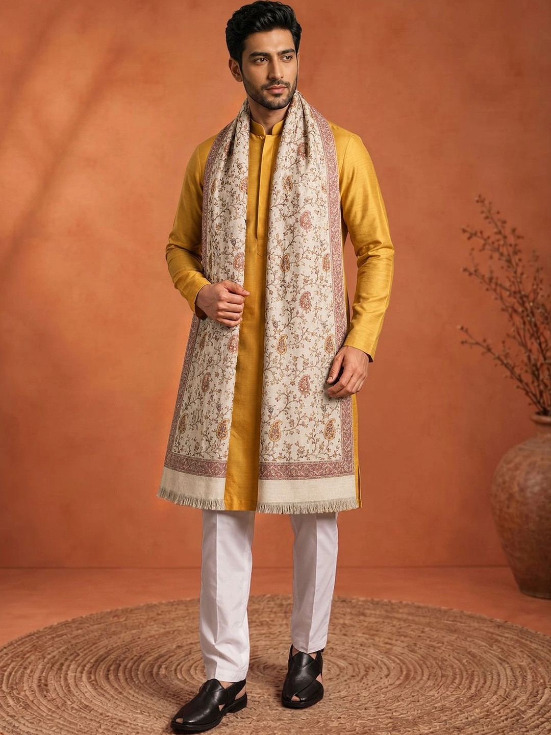 SAHASIKA Men Paisley Woven Design Pashmina Shawl