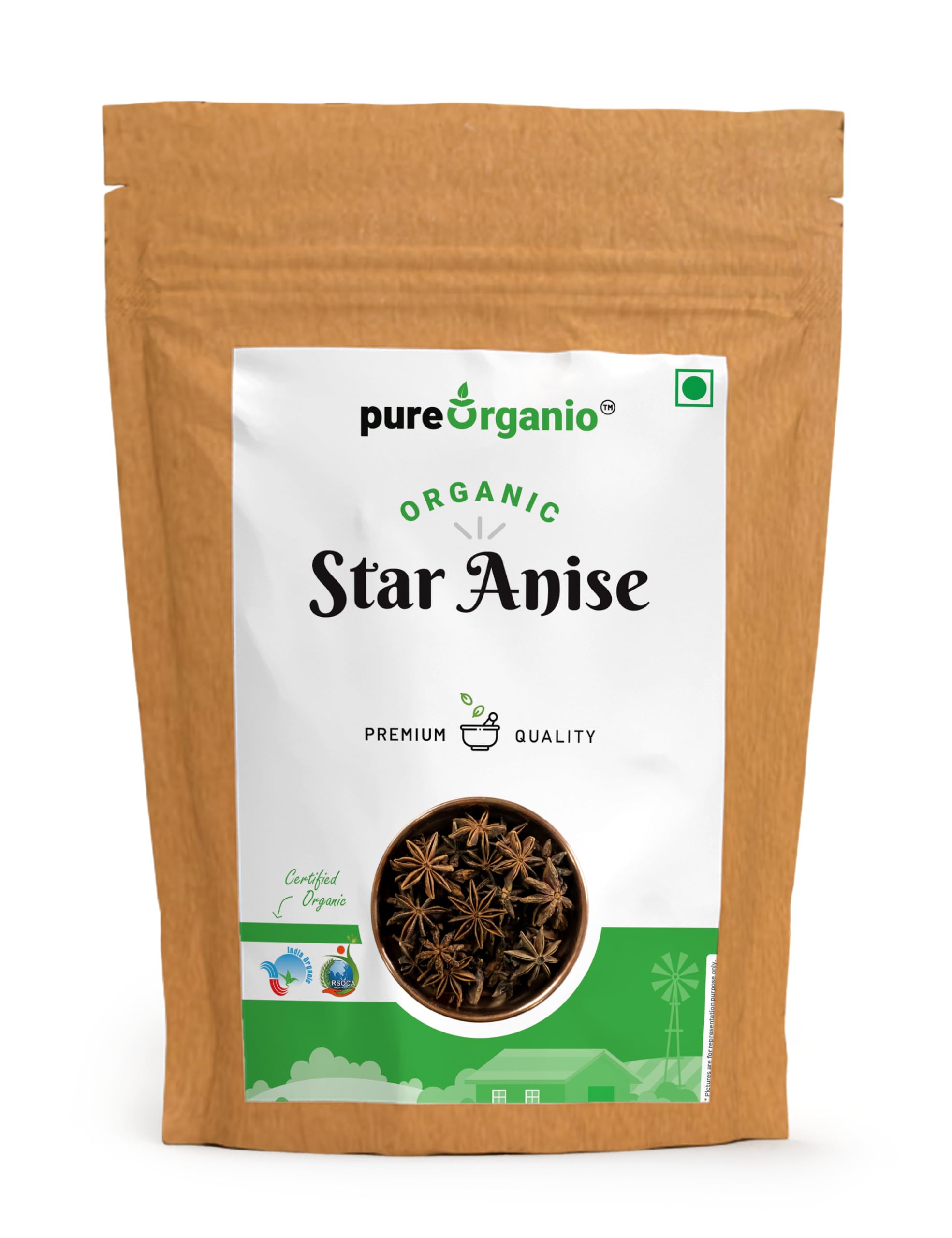 Pure Organio Organic Star Anise Whole (Chakri Phool) NPOP Certified