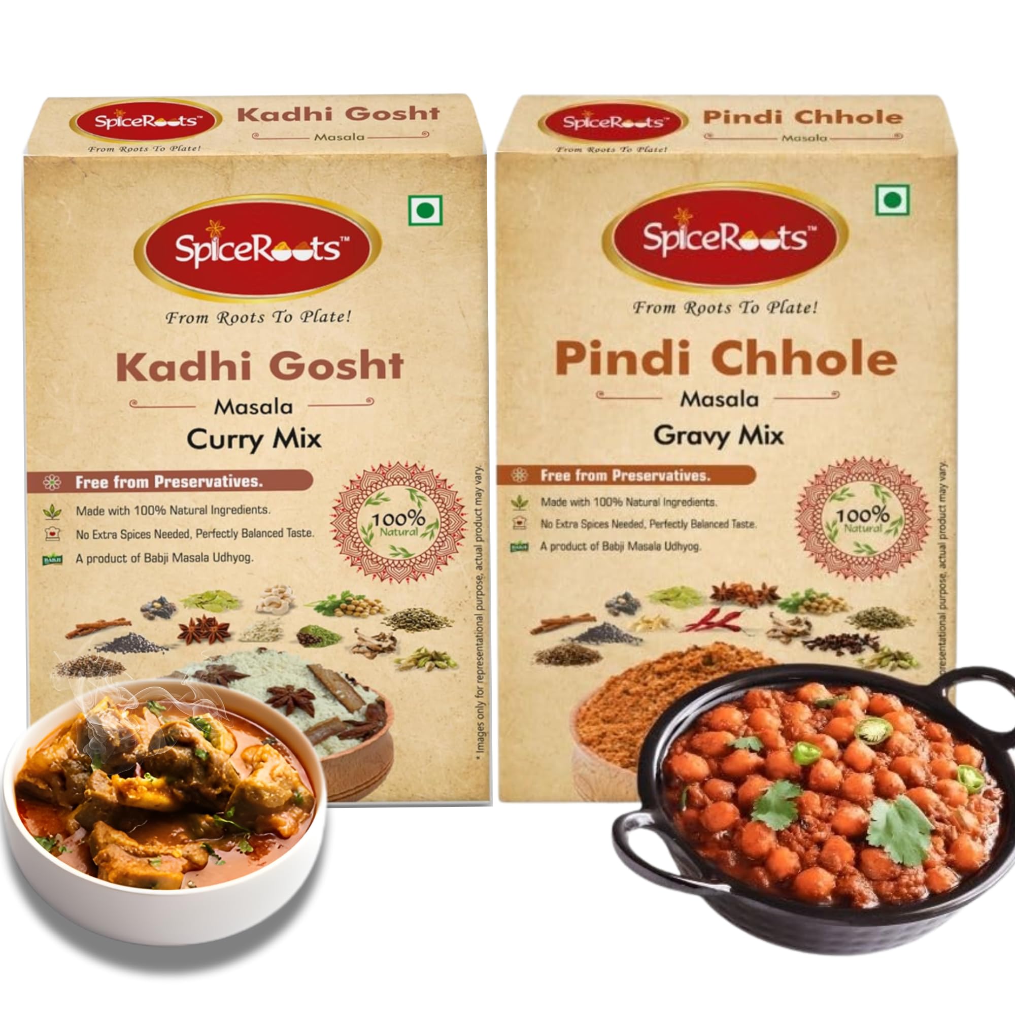 SpiceRoots Kadhi Gosht Masala & Pindi Chhole Masala Combo