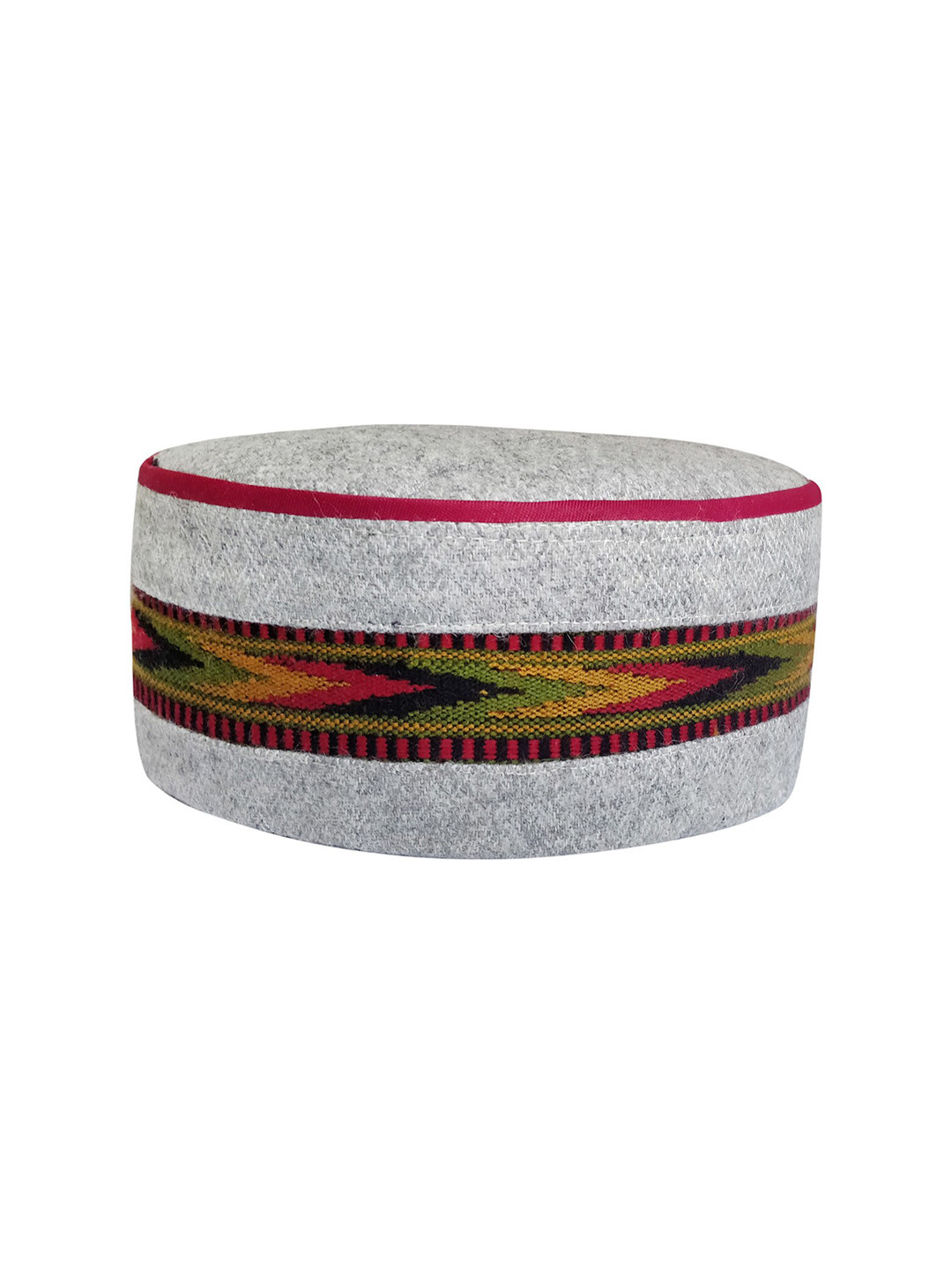 Vastraa Fusion Unisex Grey & Green Solid Himachali Kullu Topi with Patti on Front