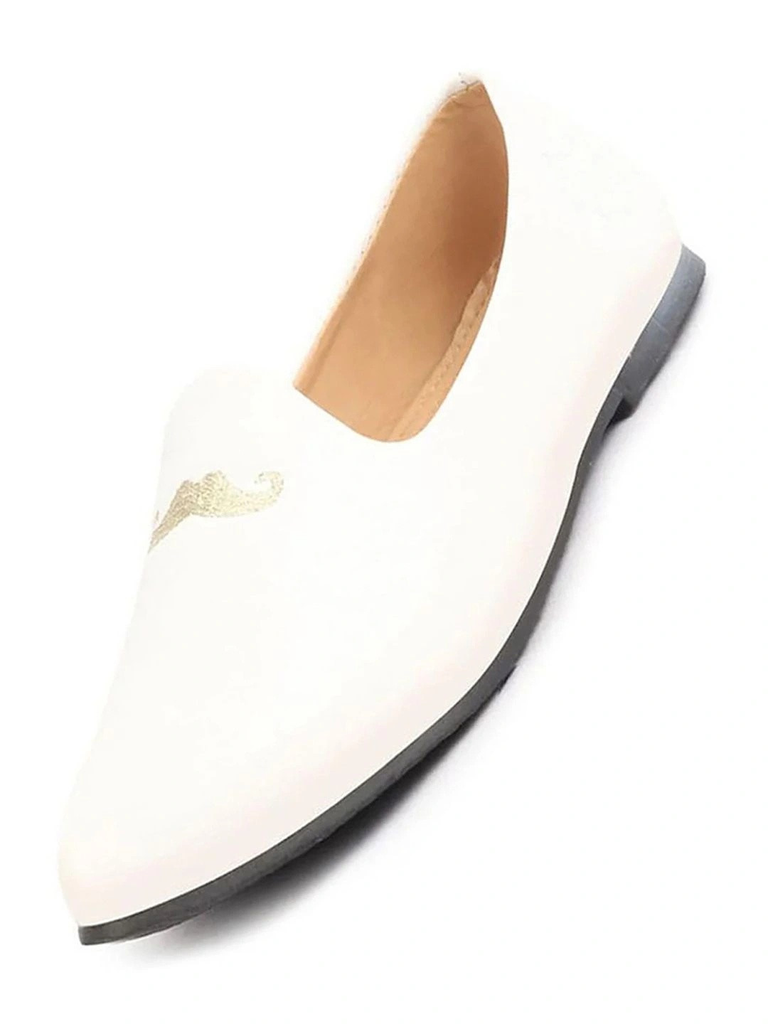 FAUSTO Men White Ethnic Party Wedding Embroidery Jutis and Mojaris