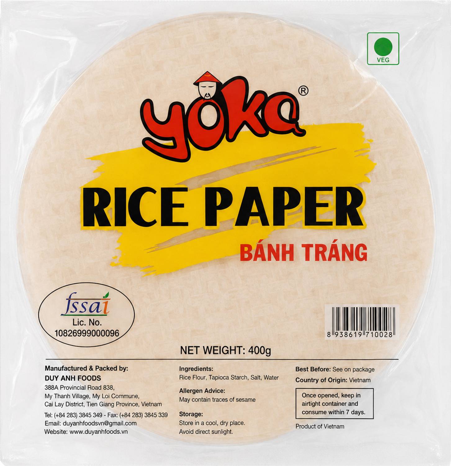 yoka Rice Paper Sheets 400g Rice (Small Grain, Sticky)