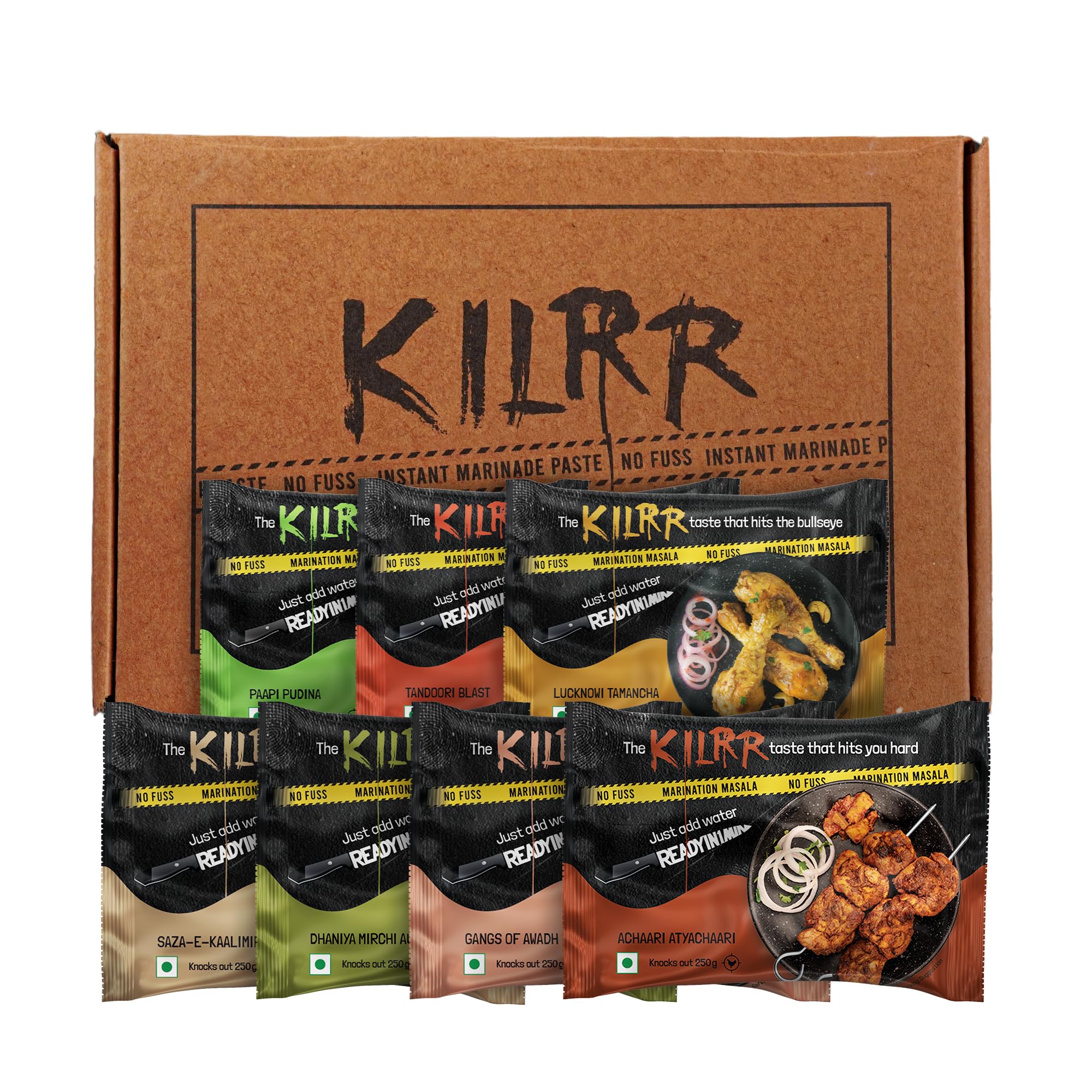 KILRR Chicken Marination Masala Variety Pack of 7 (Marinates 250g Chicken per Pack)