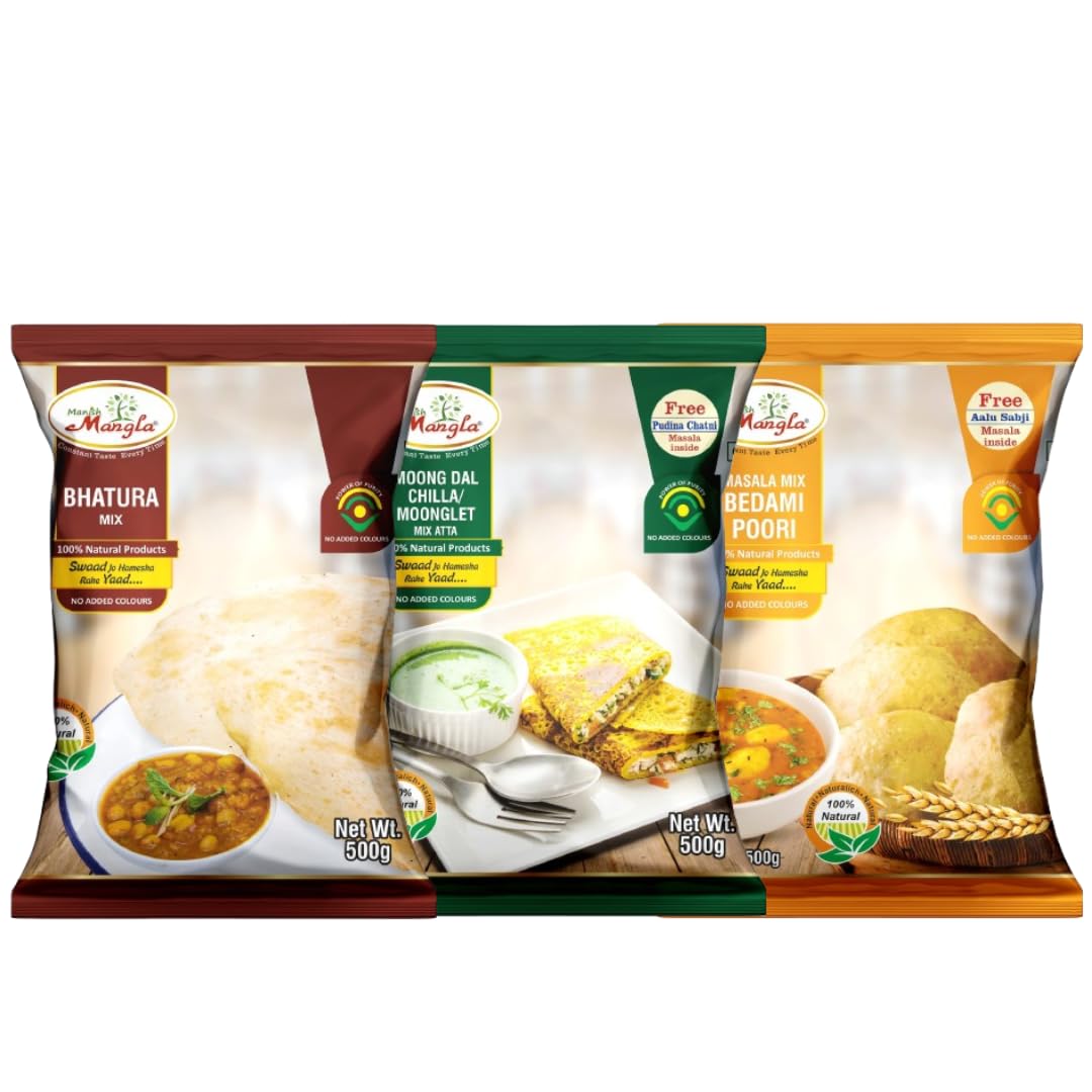 Breakfast Bites Combo (Bhatura Mix+Bedmi Puri Mix+Moong Dal Chilla Mix)
