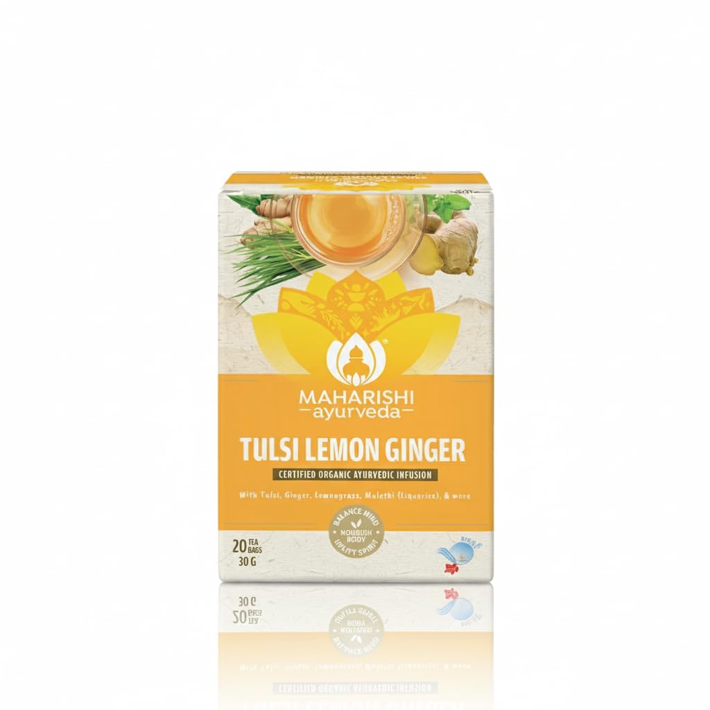 Maharishi Ayurveda Organic Certified Tulsi Lemon Ginger Herbal Tea