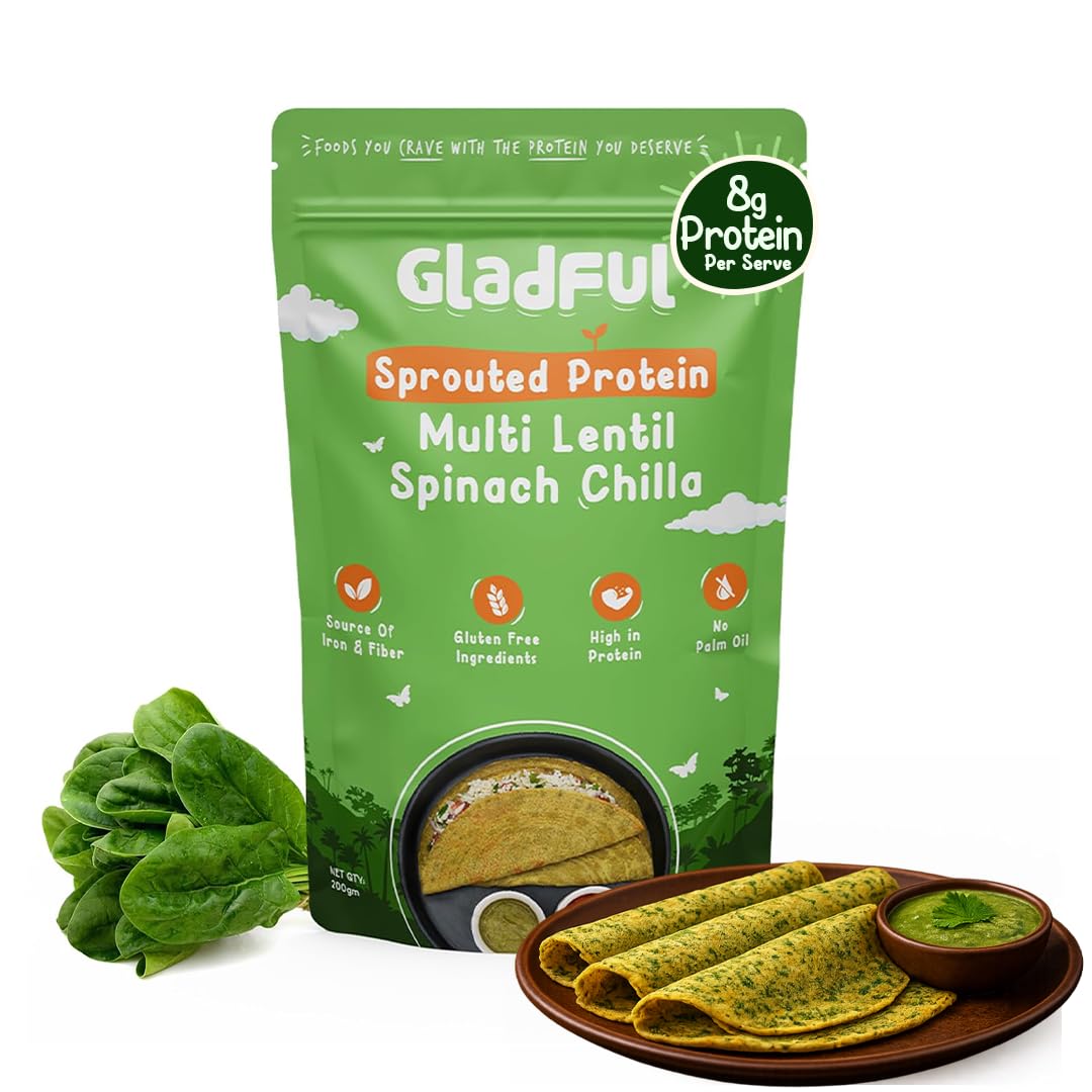 Gladful Sprouted Protein Spinach Instant Chilla Mix