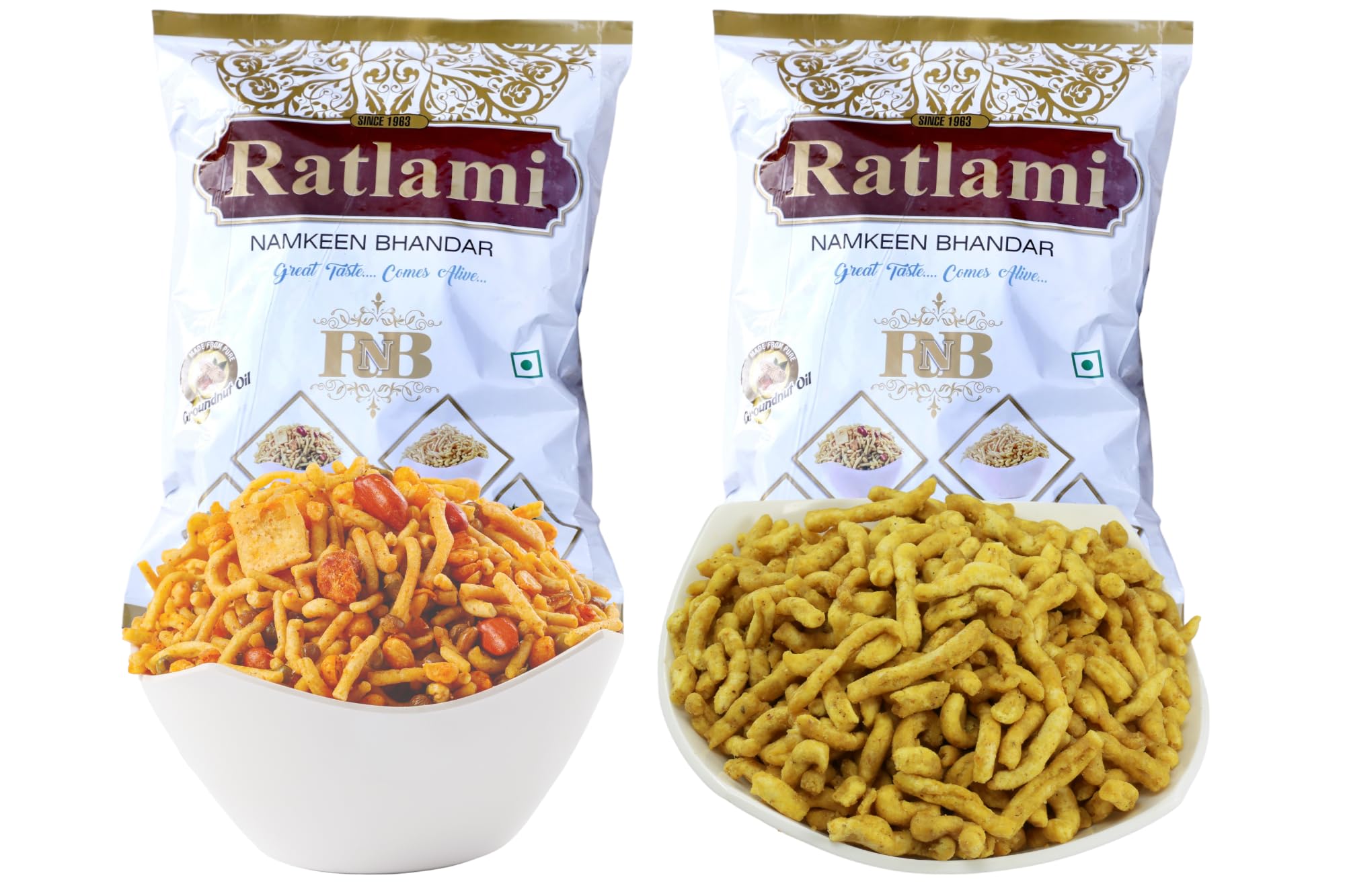 RATLAMI NAMKEEN BHANDAR Lahsun Sev + Medium Masala Mixture Combo of