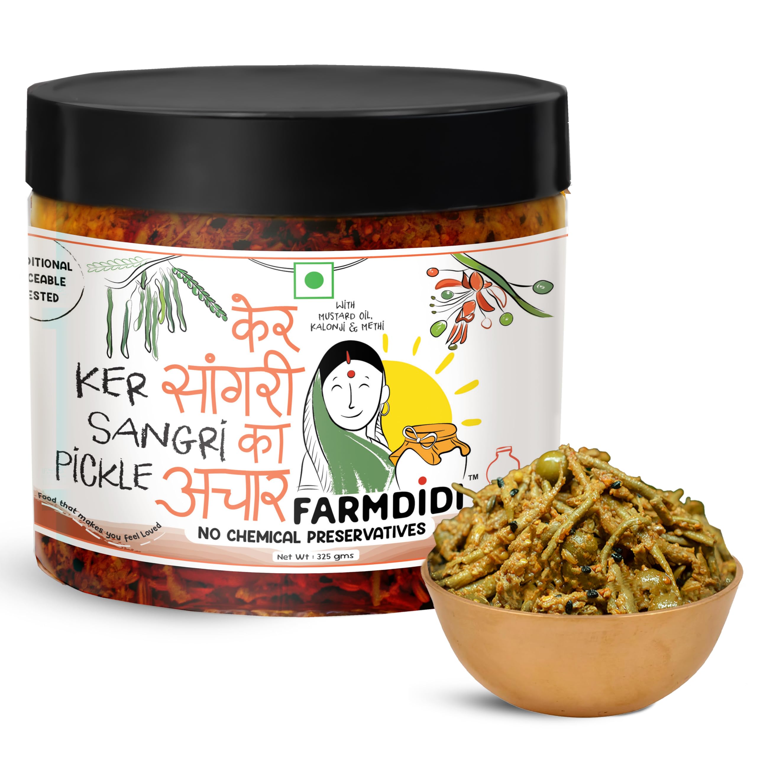 FarmDidi Ker Sangri Pickle 325g In Fresh Rajasthani Homemade Achar Mustard Oil Pickles Tangy & Spicy No Chemical