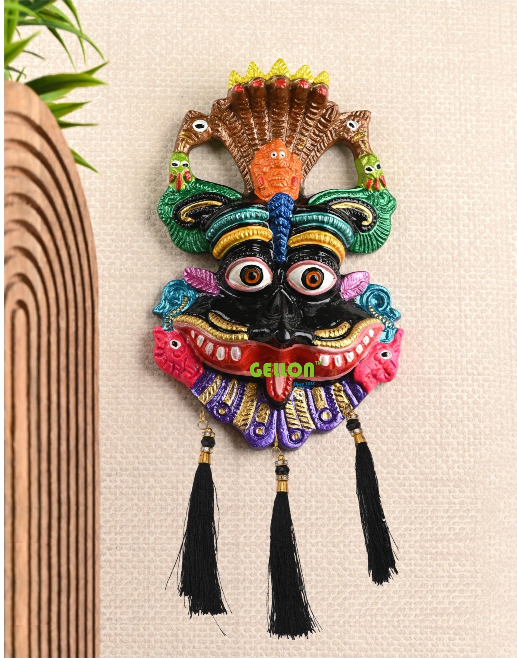 Gellon Kirtimukha Nazar Battu Wall Hanging for Home Entrance, Metal Evil Eye Protection Decor
